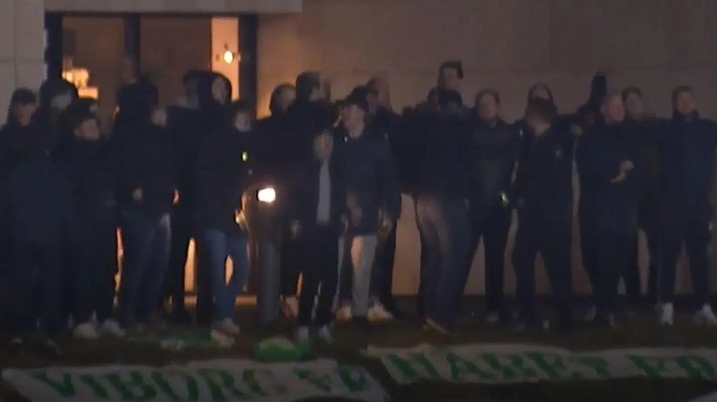 Viborg-fansene til kampen i Skive.