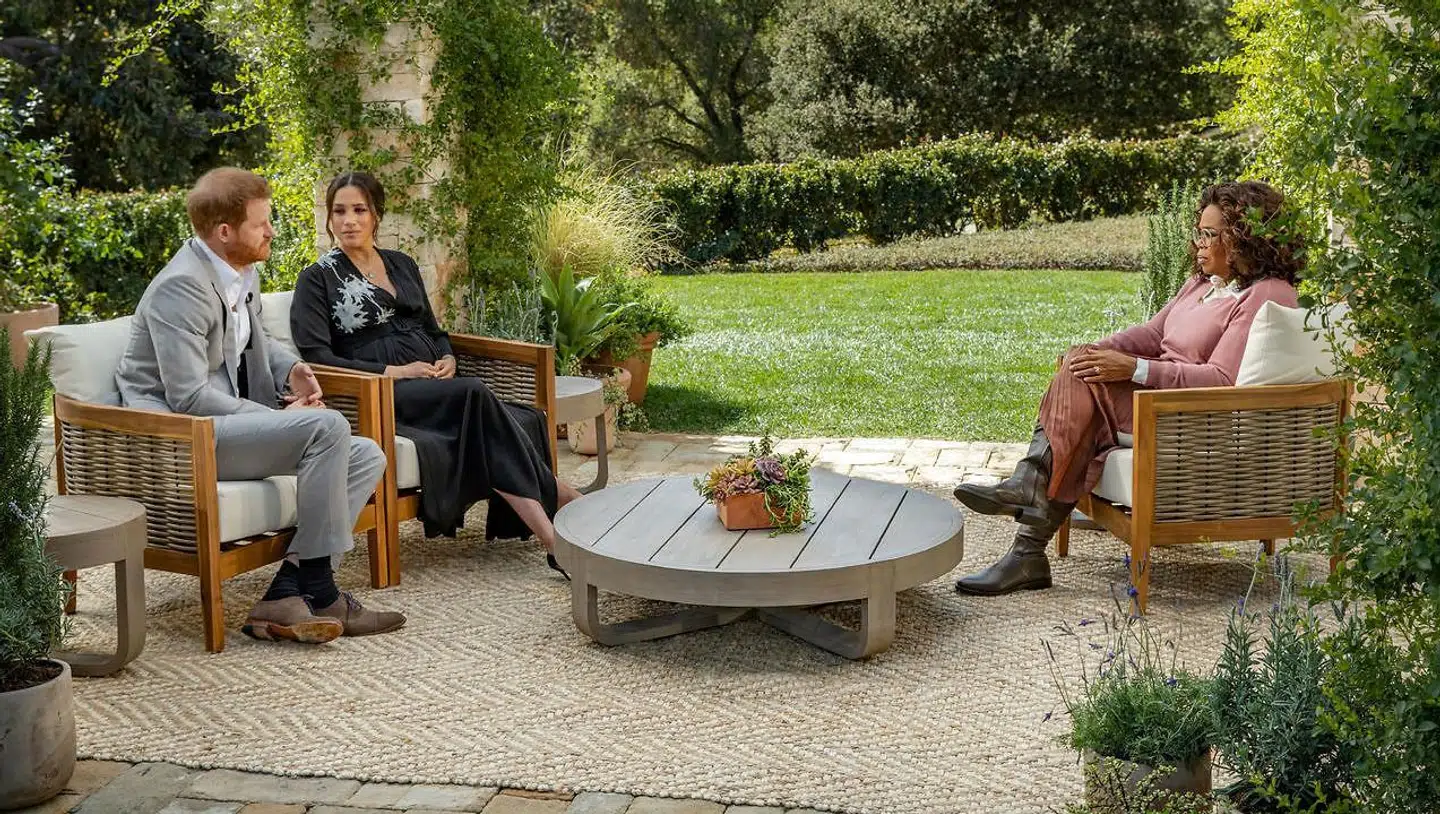 Prins Harry og Meghan under interviewet med Oprah Winfrey.