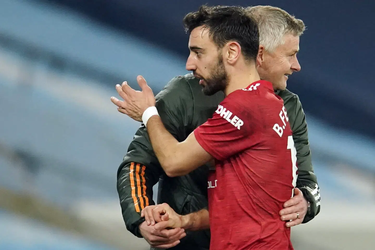 Mens Bruno Fernandes fortsat ser mulighed for, at Manchester United kan indhente lokalrivalerne fra Manchester City, så mener manager Ole Gunnar Solskjær, at løbet er kørt trods søndagens sejr. Dave Thompson/Reuters