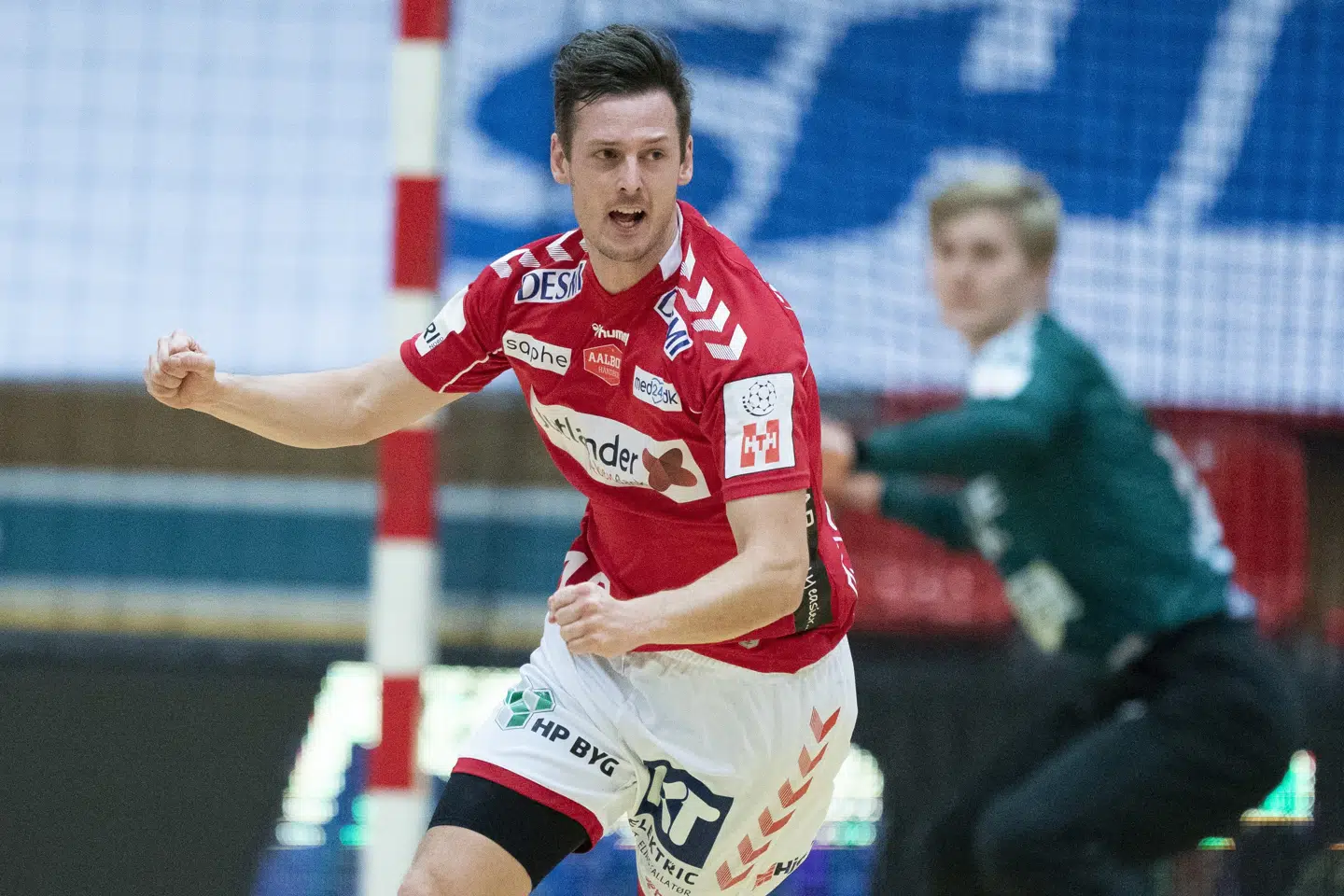 Mark Strandgaard var med på et afbudsramt aalborghold, der hentede to point i Aarhus. Claus Fisker/Ritzau Scanpix