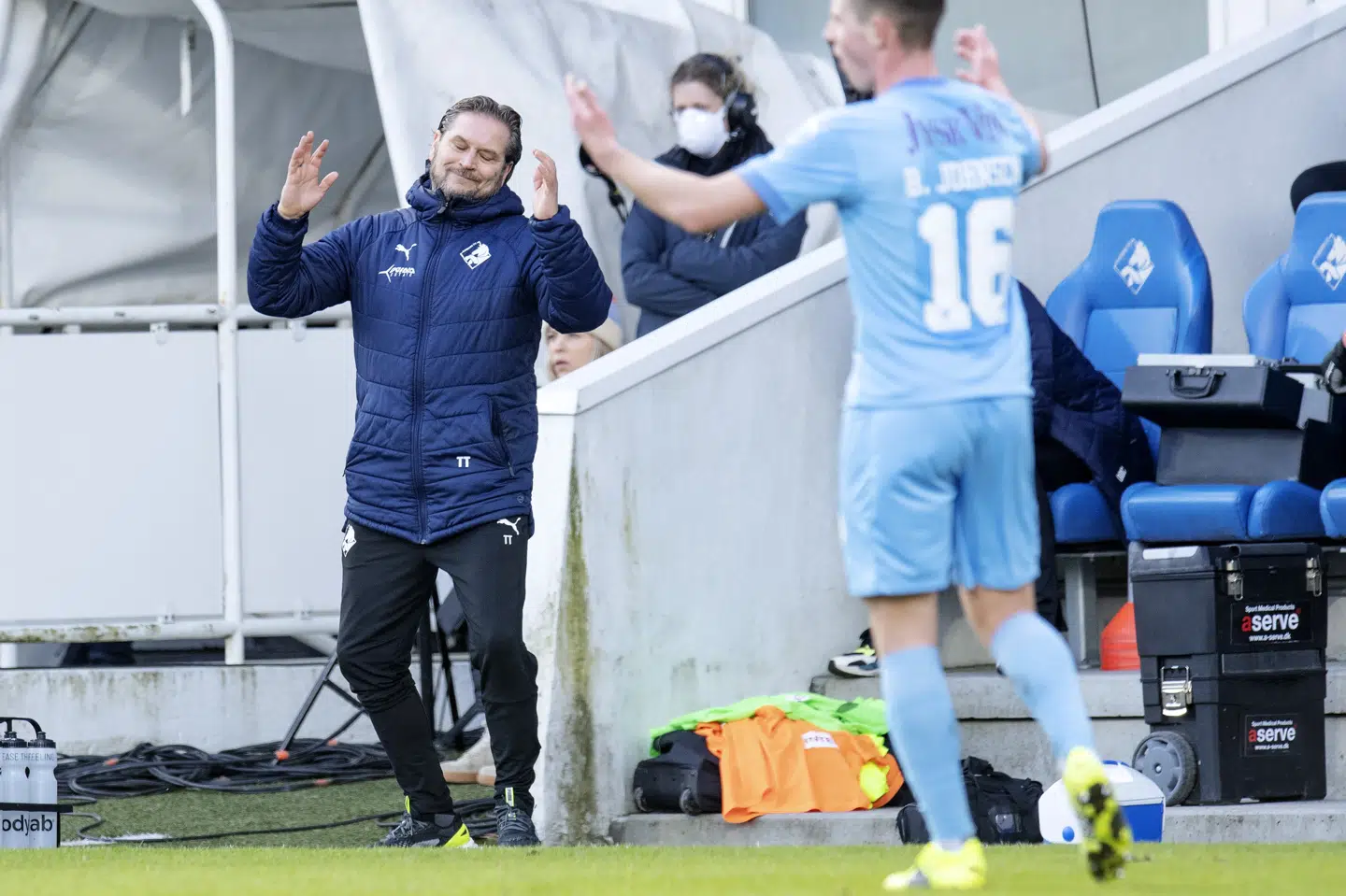 Randers-træner Thomas Thomasberg var ærgerlig over endnu en kamp uden sejr i Superligaen. Bo Amstrup/Ritzau Scanpix