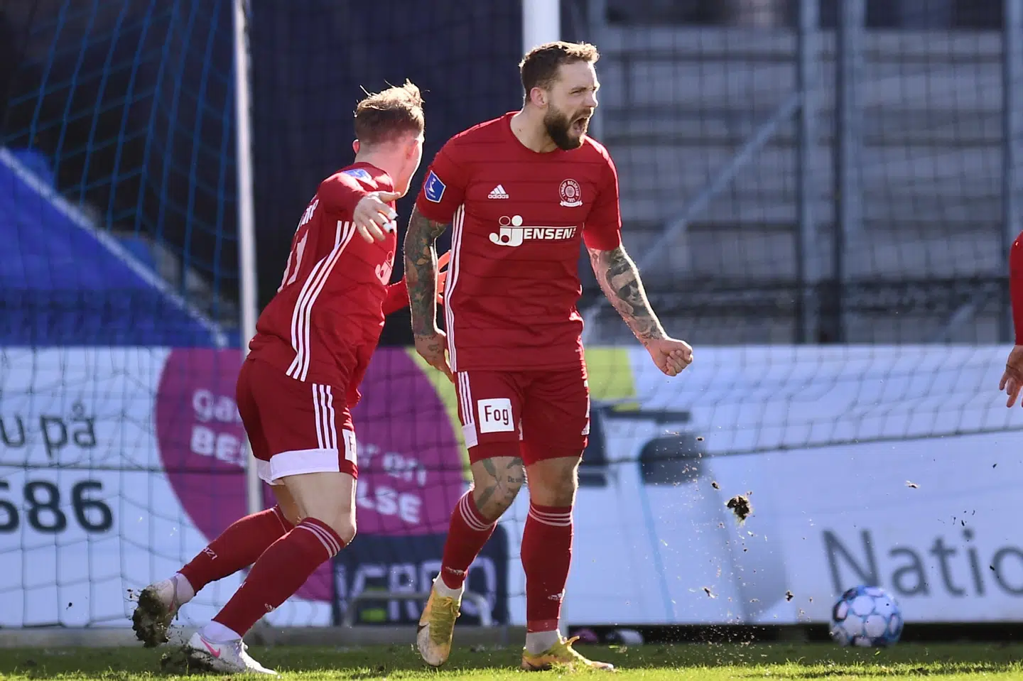 Lyngby scorede to gange til slut og vandt ude over Randers FC søndag eftermiddag. Bo Amstrup/Ritzau Scanpix