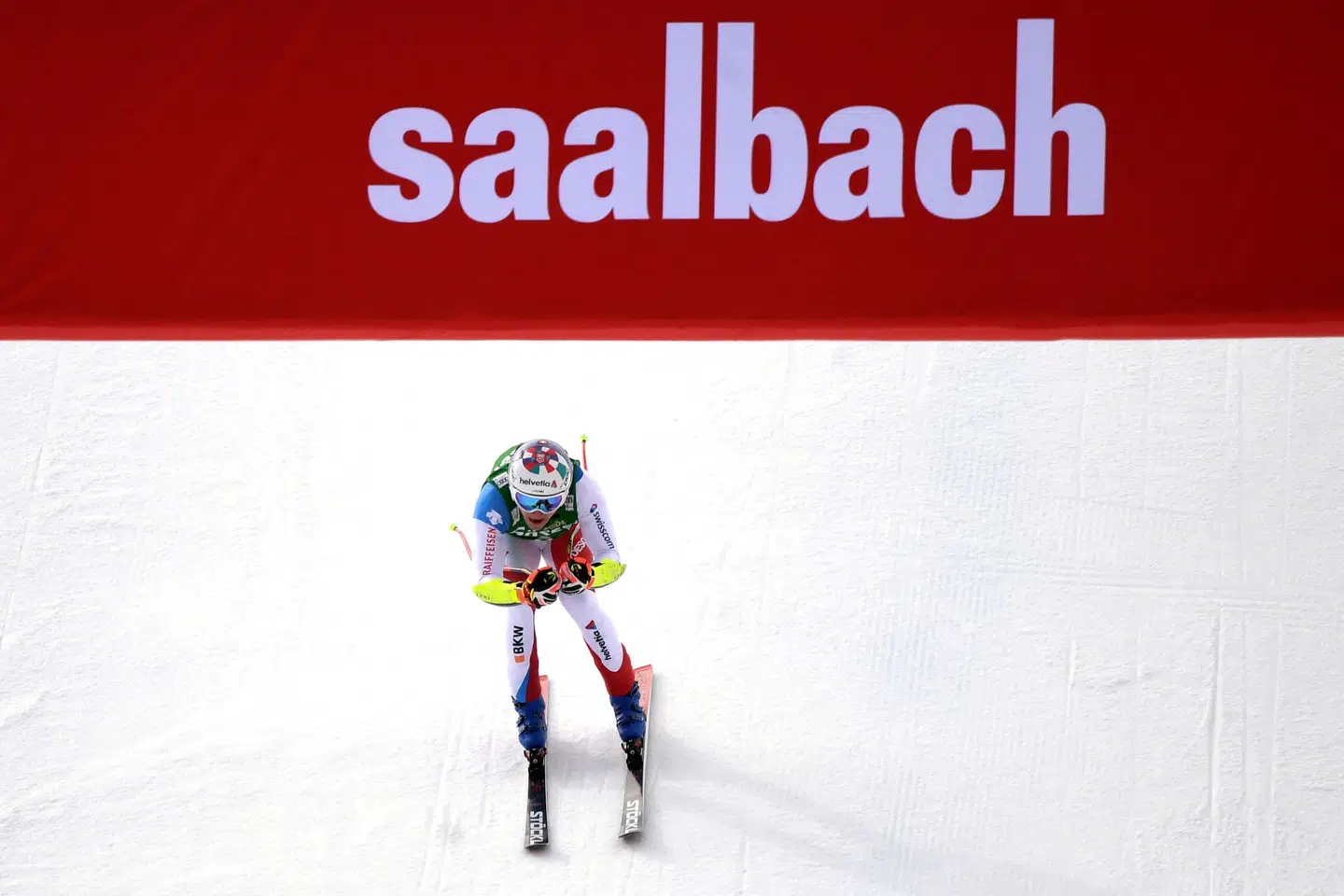 Marco Odermatt kørte et perfekt løb, da han vandt søndagens super-G-konkurrence. Helmut Fohringer/Ritzau Scanpix
