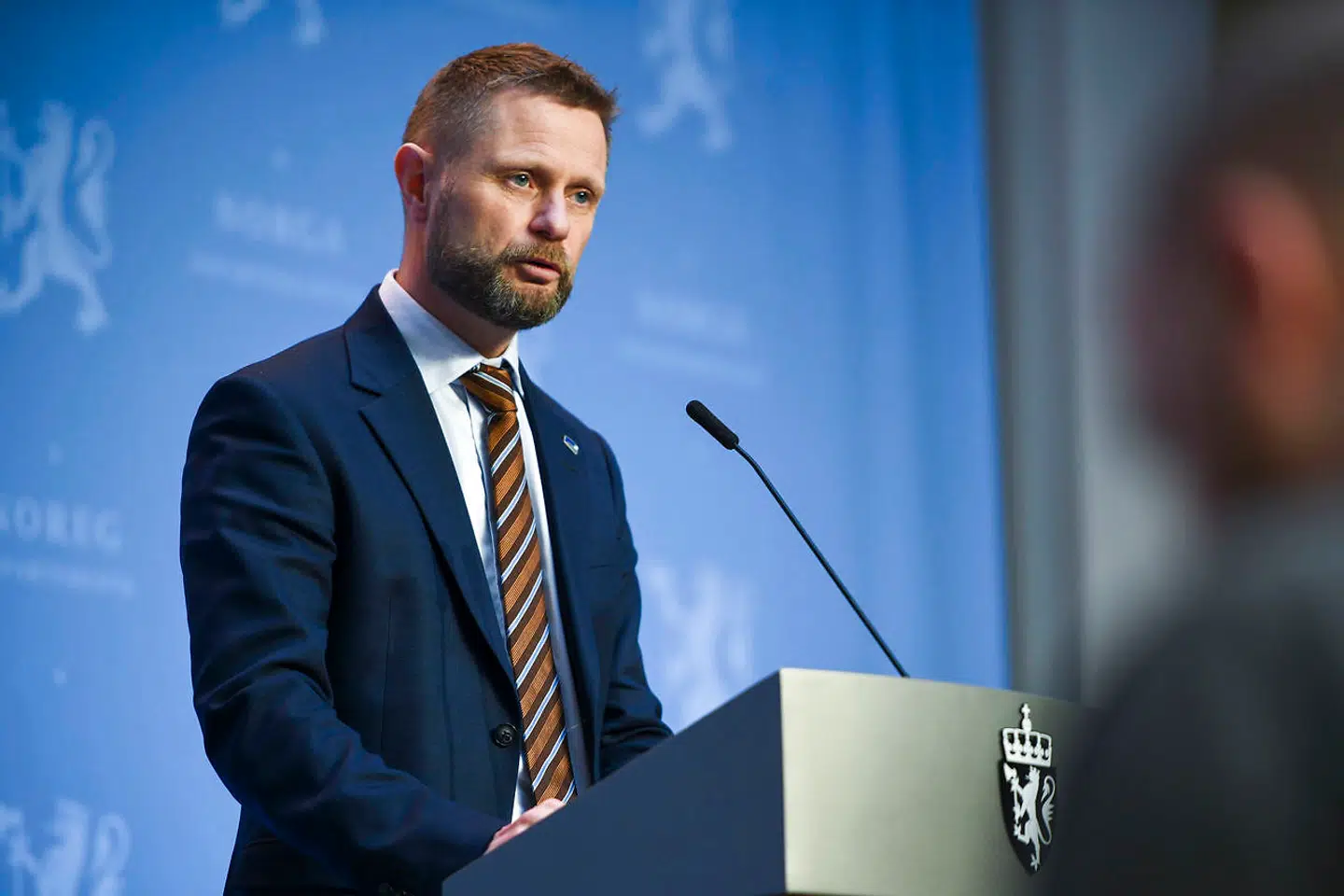 Oslo 20210224. Helseminister Bent Høie (H) under en pressekonferanse om koronasituasjonen onsdag. Pressekonferansen finner sted i Marmorhallen i Oslo. Foto: Martin Solhaug Standal / NTB
