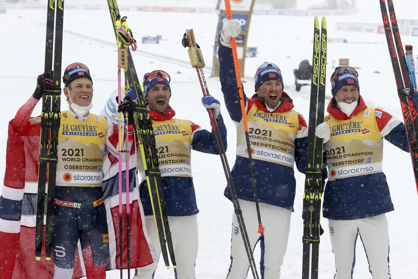 Norge sidder tungt på tronen i herrernes stafet ved VM. Karl-Josef Hildenbrand/Ritzau Scanpix