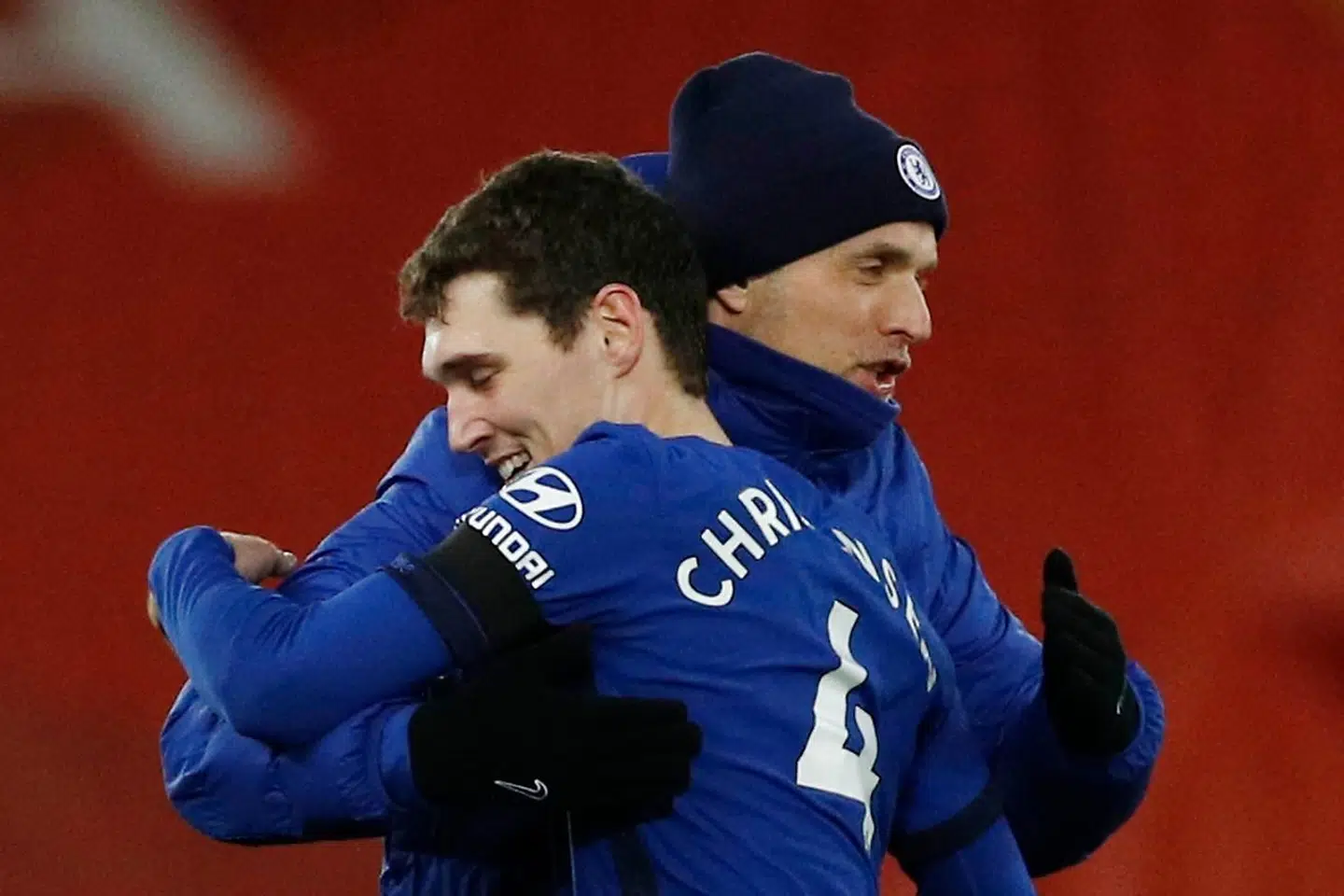 Træner Thomas Tuchels ansigt snyder ikke: Andreas Christensen har spillet en stor kamp mod Liverpool.