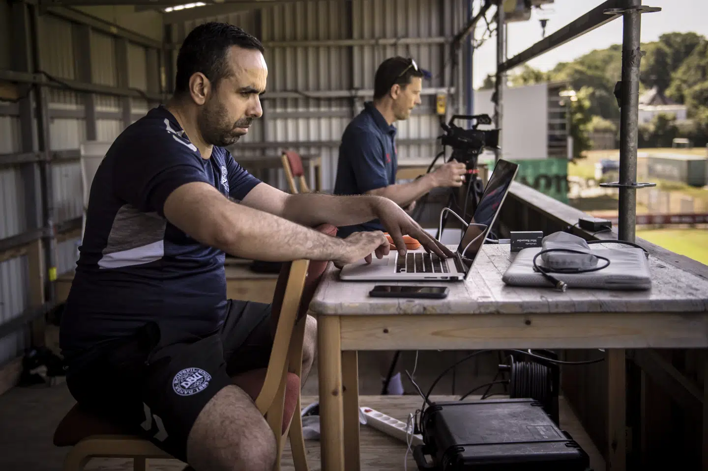 Mounir Akhiat er her fotograferet under fodboldlandsholdets træning i Helsingør forud for VM-slutrunden i 2018. (Arkivfoto) Thomas Lekfeldt/Ritzau Scanpix