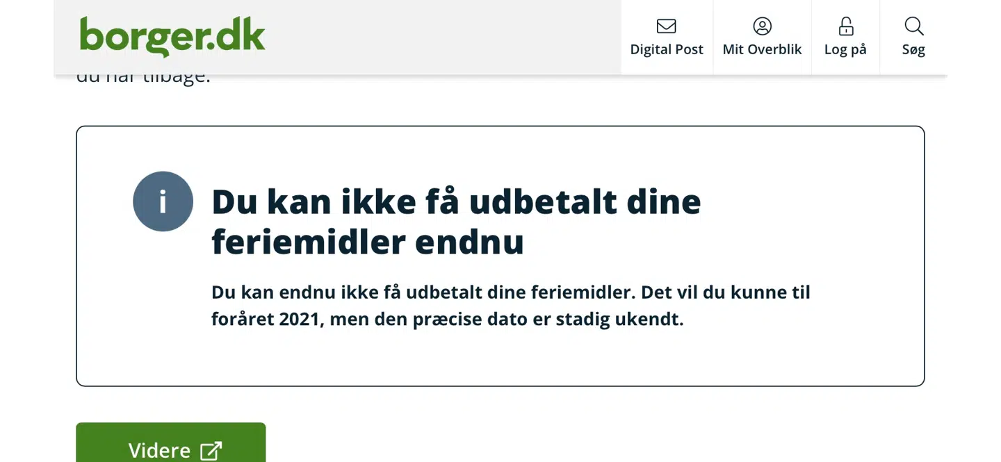 Sådan ser det lige nu ud på Borger.dk.