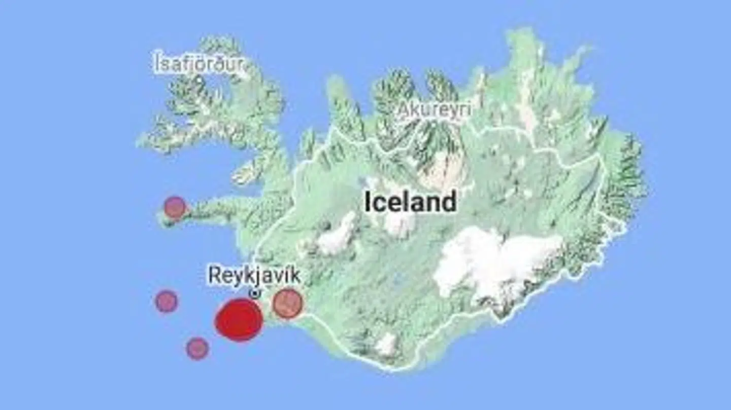 Jordskælvene sker primært kun på den sydvestlige del af Island. Foto: volcanodiscovery