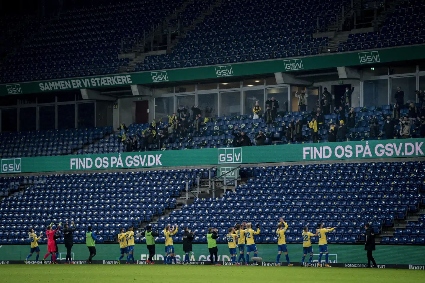 Brøndby spillede næsten alle sine hjemmekampe for tæt på tomme tribuner i 2020. Mads Claus Rasmussen/Ritzau Scanpix