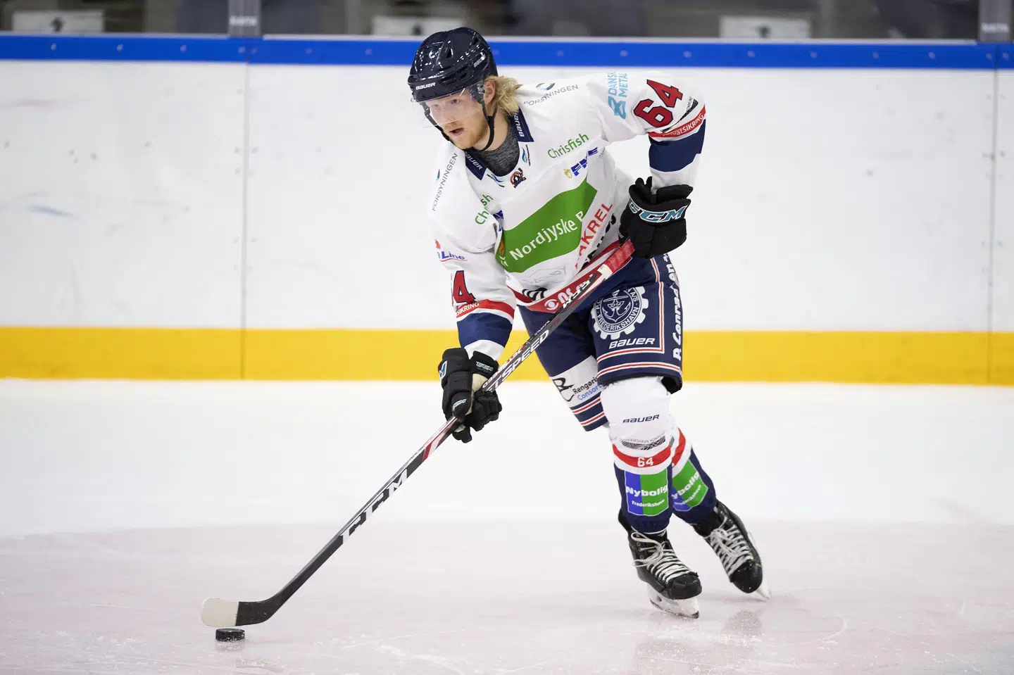 Fotoet her er fra oktober. Der var Joachim Blichfeld hjemme og spille for Frederikshavn, da sæsonstarten i NHL var udskudt på grund af coronapandemien. (Arkivfoto) Thomas Sjoerup/Ritzau Scanpix