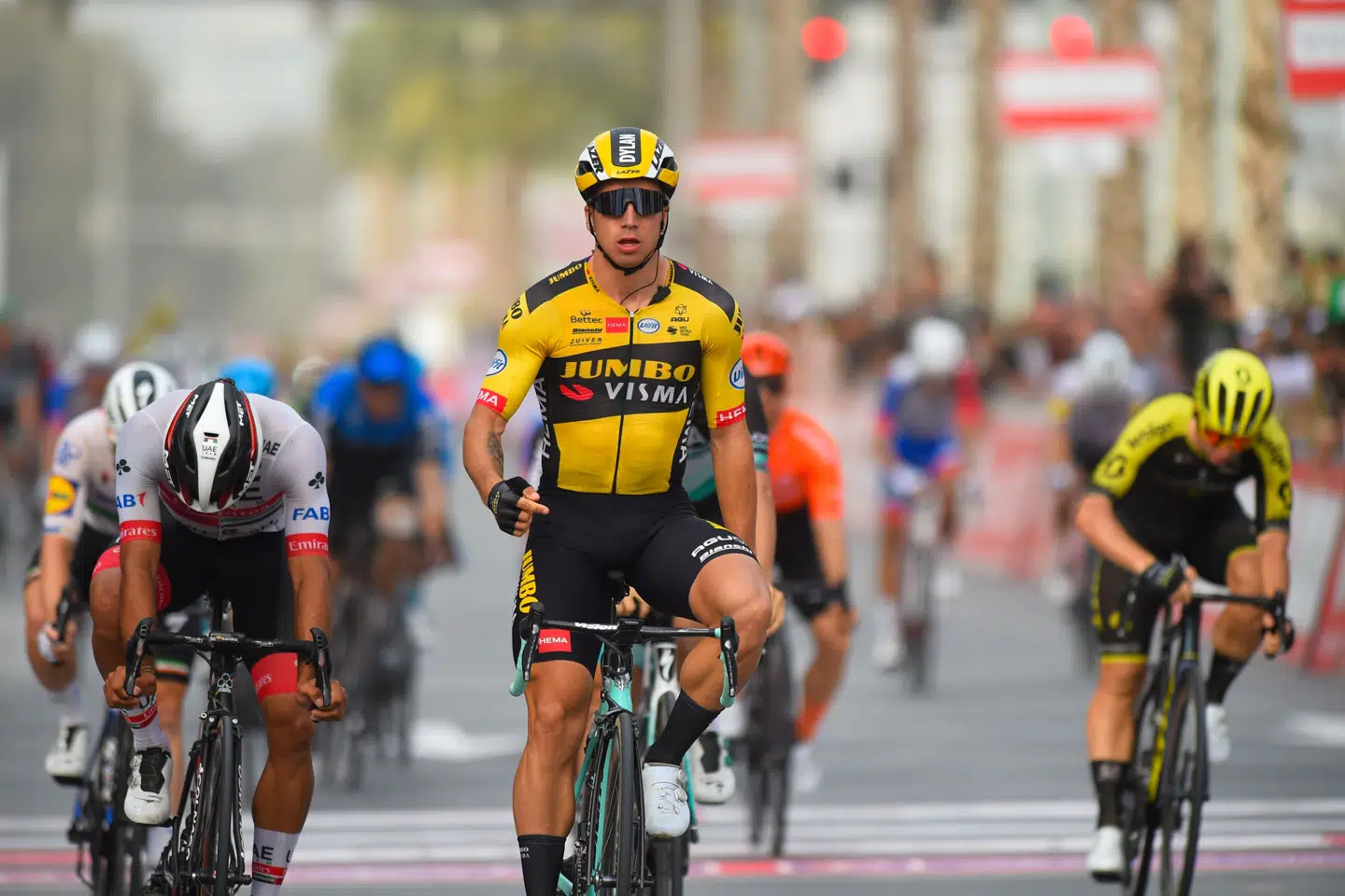 Jumbo-Visma har meldt ud, at Dylan Groenewegen stiller til start i PostNord Danmark Rundt, men det kan arrangørerne af det danske løb endnu ikke bekræfte. Giuseppe Cacace/Ritzau Scanpix