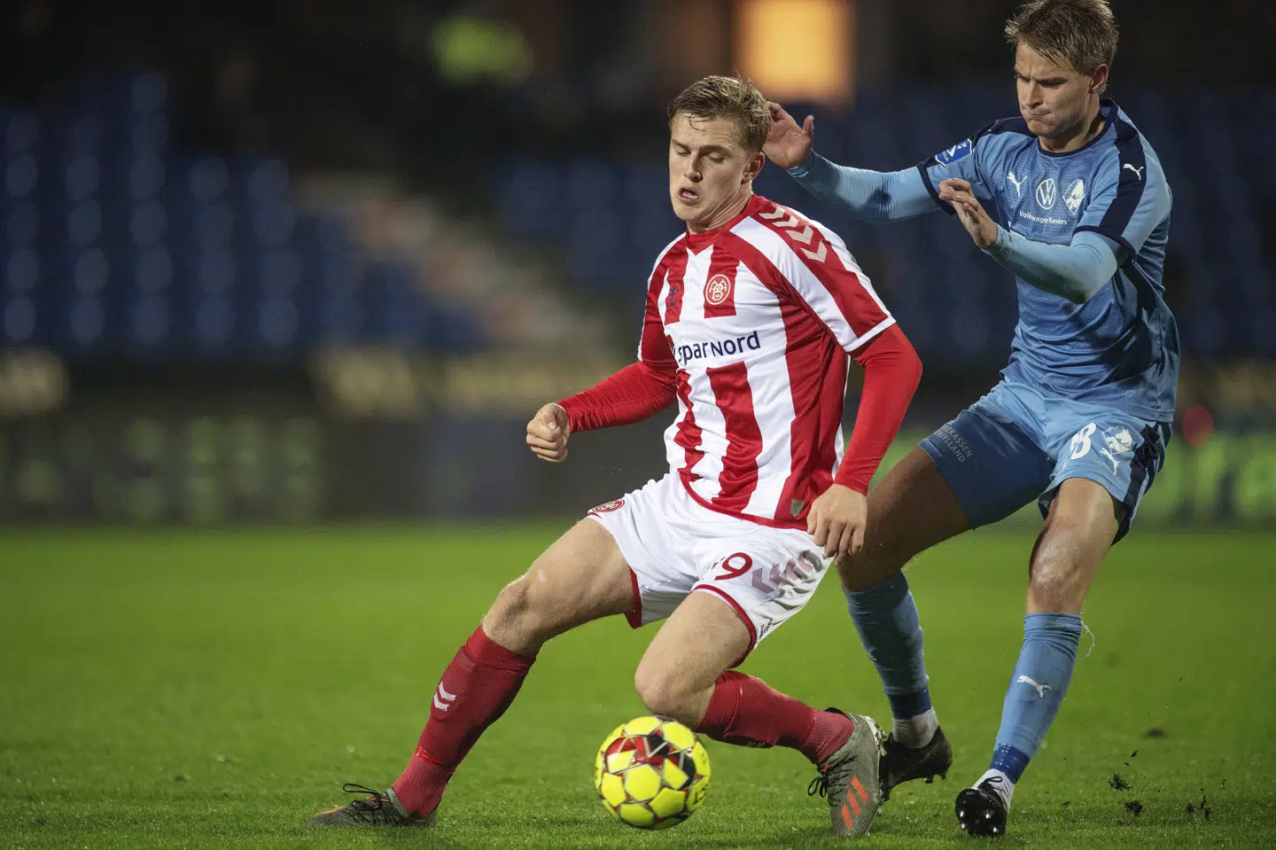 Mikkel Kaufmann ses her i 2019 i AaB-trøjen. I januar 2020 blev han solgt til FC København. Det sikrede AaB en betydelig transferindtægt. Bo Amstrup/Ritzau Scanpix