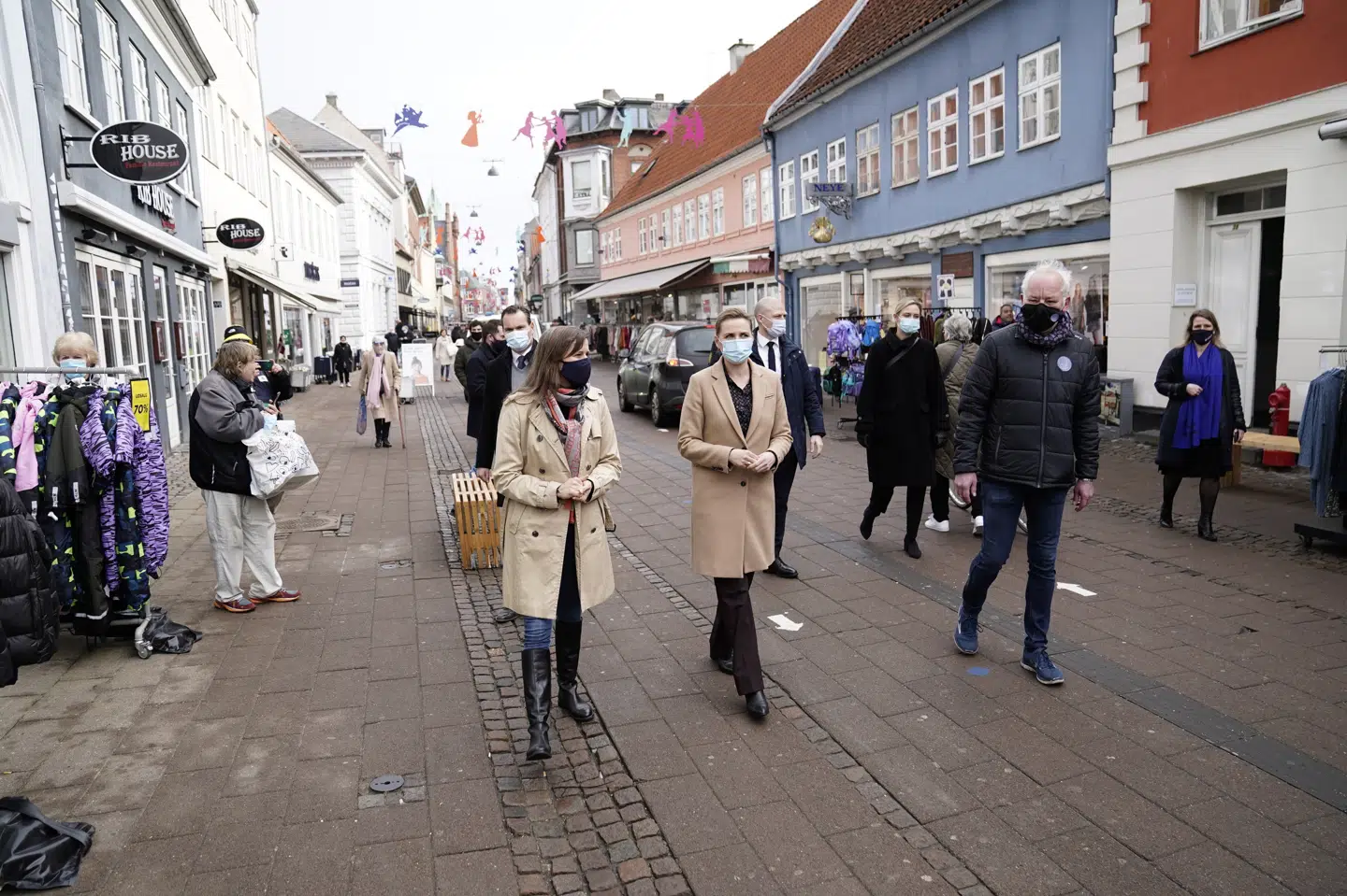 Statsminister Mette Frederiksen (S) gæstede mandag formiddag Helsingør i forbindelse med den gradvise genåbning af samfundet fra 1. marts. Mads Claus Rasmussen/Ritzau Scanpix