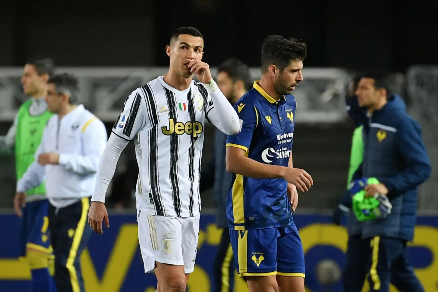 Cristiano Ronaldo scorede for Juventus, men det blev kun til et enkelt point mod Verona for de forsvarende mestre. Isabella Bonotto/Ritzau Scanpix
