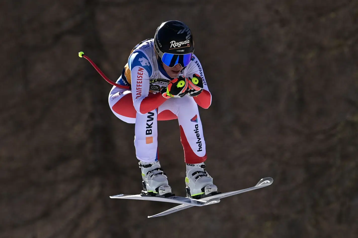Lara Gut-Behrami vandt fredagens styrtløb i World Cuppen. Lørdag skal schweizeren forsøge at gentage succesen. Miguel Medina/Ritzau Scanpix