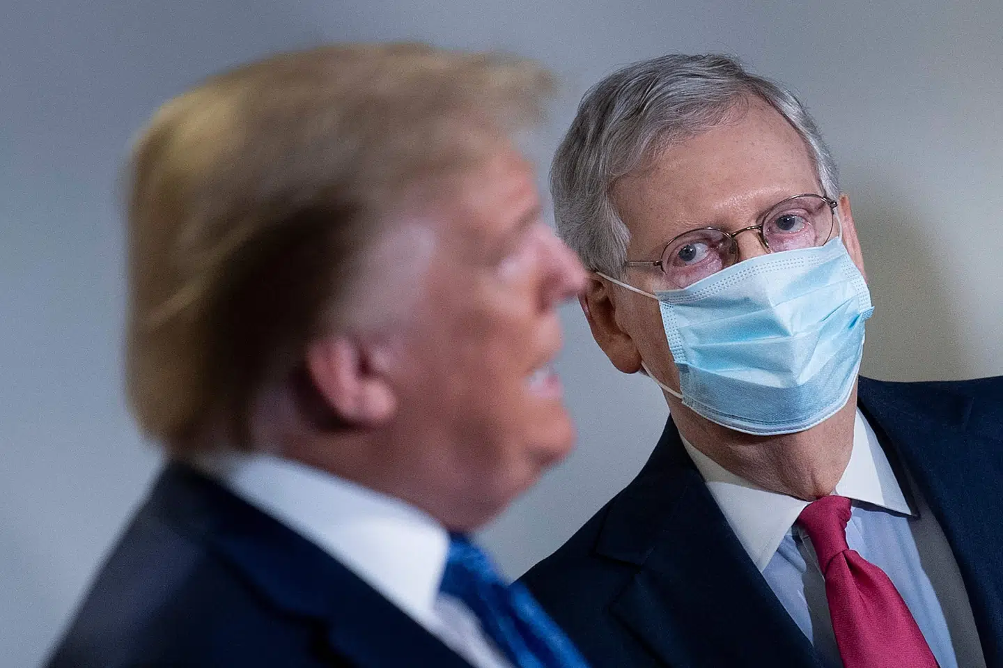Trump og McConnell har flere gange været på kant med hinanden. Men skulle Trump vinde sit partis nominering i 2024, så har han toprepublikanerens opbakning. (Arkivfoto) Brendan Smialowski/Ritzau Scanpix