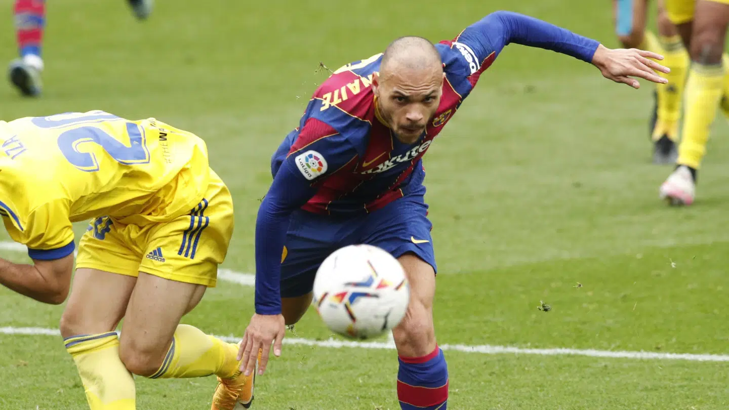 Martin Braithwaite og resten af FC Barcelona er forvandlet til skrot, mener tidligere stjerne. (REUTERS/Albert Gea)