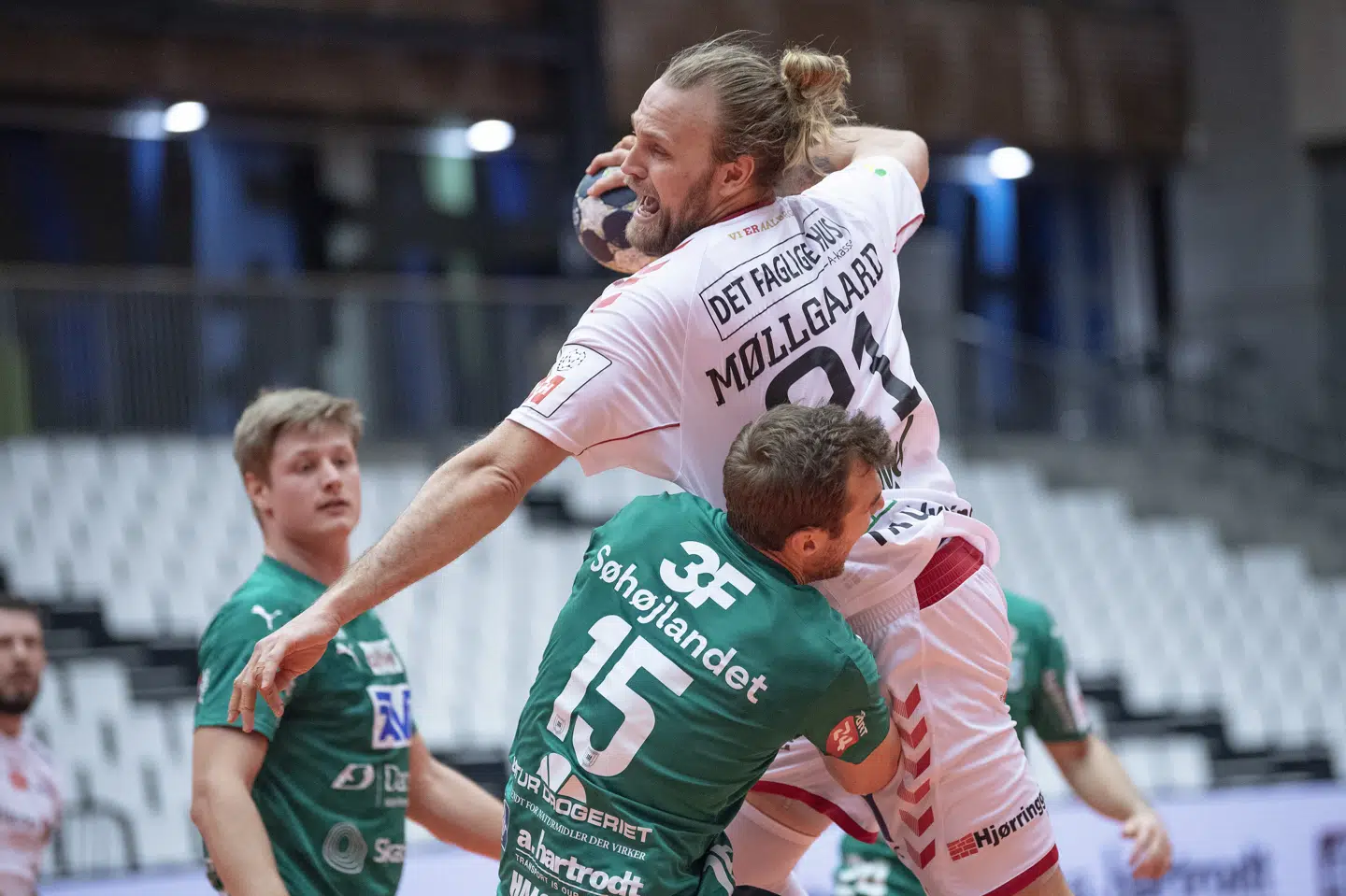 Aalborgs Henrik Møllgaard bragte gæsterne foran med 28-27 i torsdagens store comeback i Ukraine. (Arkivfoto). Bo Amstrup/Ritzau Scanpix