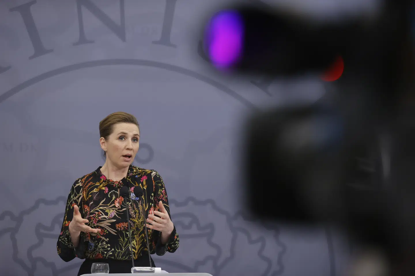 Statsminister Mette Frederiksen (S) ved pressemøde i Spejlsalen i Statsministeriet i København onsdag . Jens Dresling/Ritzau Scanpix