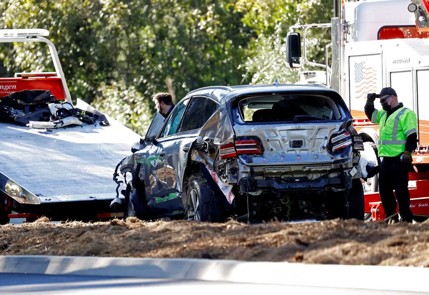 Tiger Woods' bil efter uheldet i tirsdags.