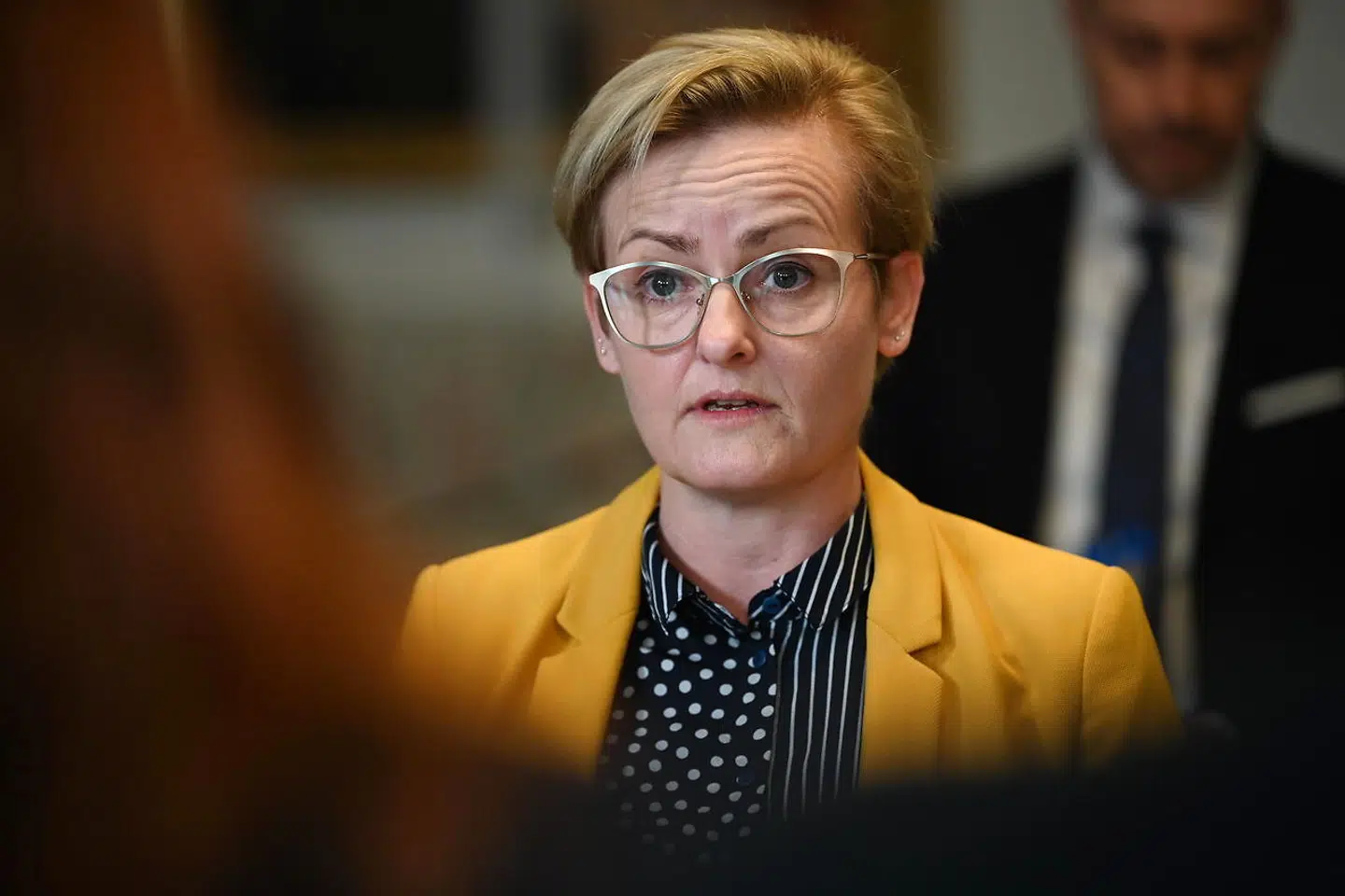 Justitsminister Nick Hækkerup (S), sundhedsminister Magnus Heunicke (S) og børne og undervisningsminister Pernille RosenkrantzTheil (S) holder doorstep om genåbning af samfundet på Christiansborg onsdag den 24. februar 2021.