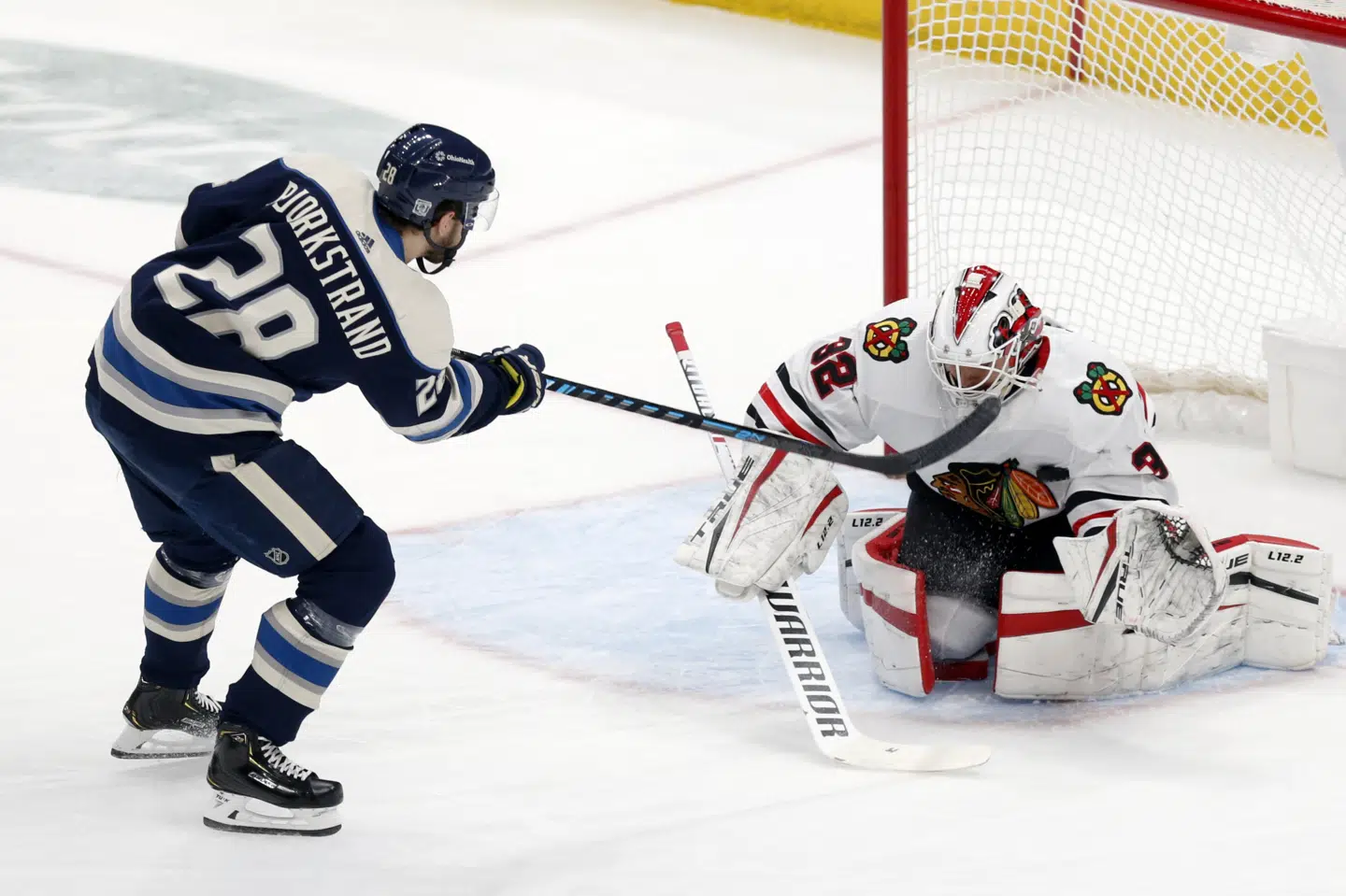 Trods et brændt straffeslag scorede Oliver Bjorkstrand i nat to mål for sin klub Columbus Blue Jackets. Paul Vernon/Ritzau Scanpix