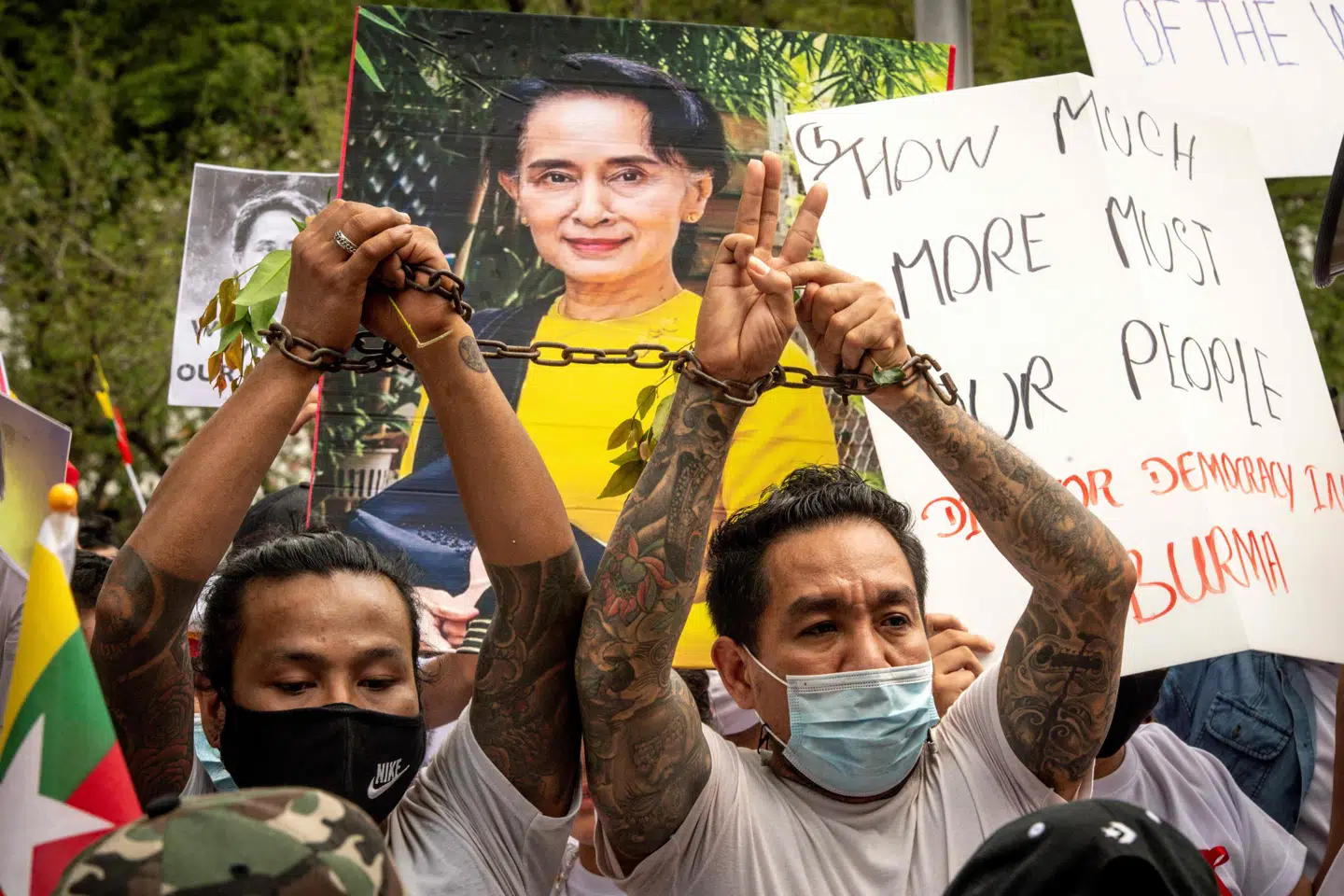 Mandag var der igen store protester i Myanmar. Mladen Antonov/Ritzau Scanpix