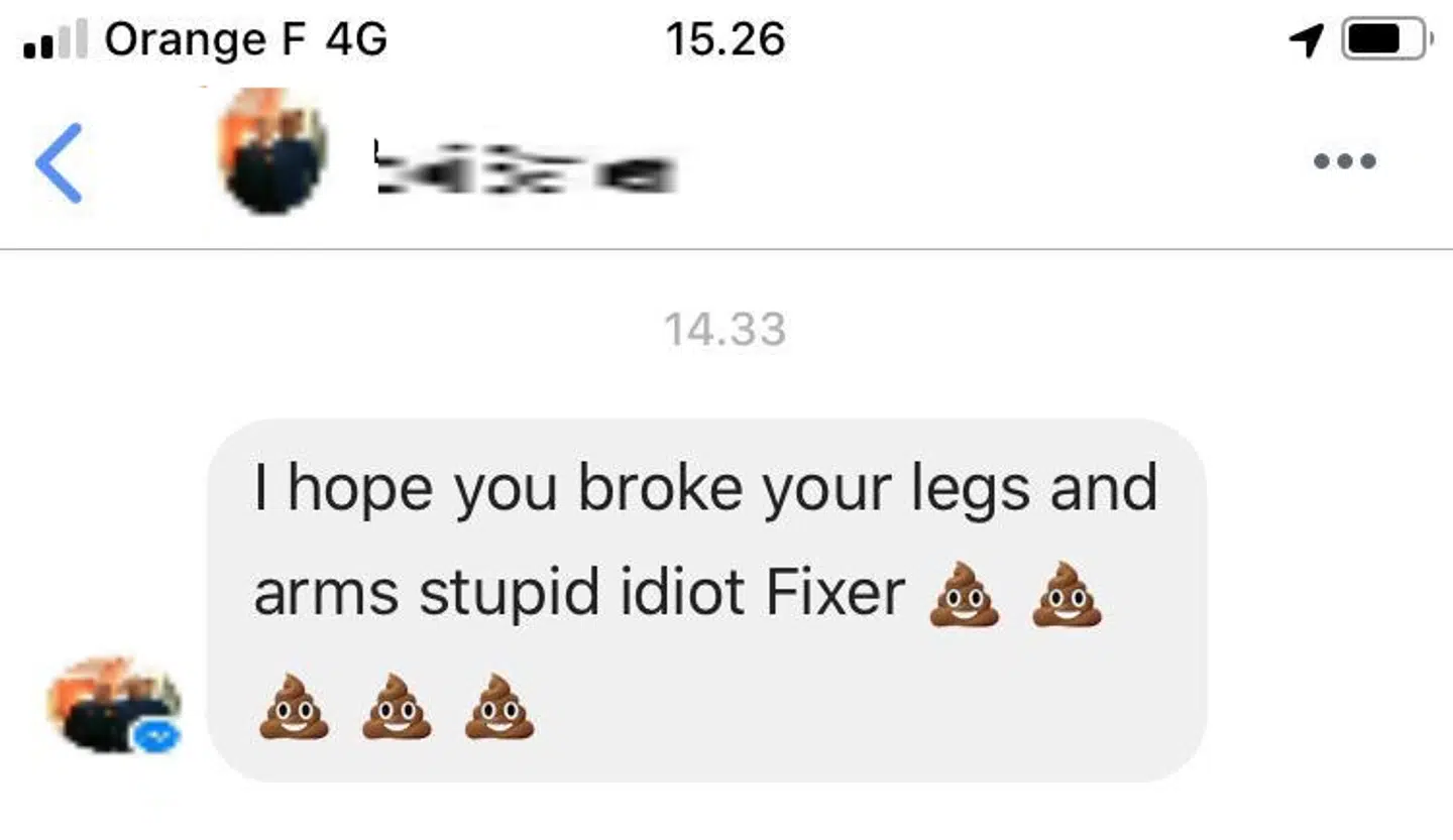En af mange beskeder, som Hans Kristian Vittinghus modtager, når han har tabt.