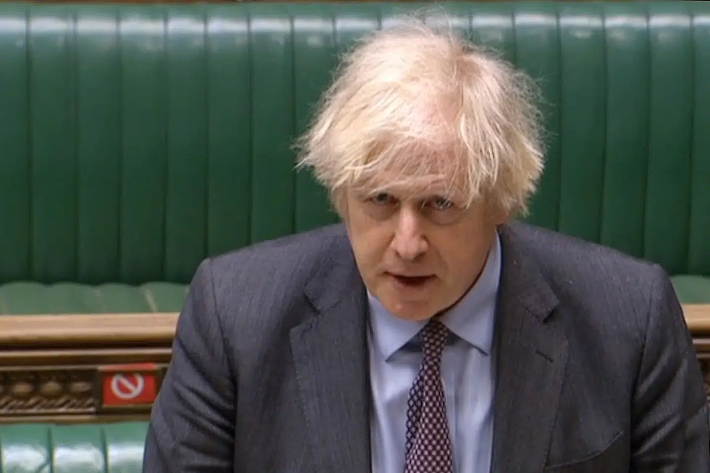 Premierminister Boris Johnson siger i parlamentet, at det engelske samfund vil blive genåbnet over fire etaper. Det første store skridt bliver skolerne, som genåbnes 8. marts. -/Ritzau Scanpix