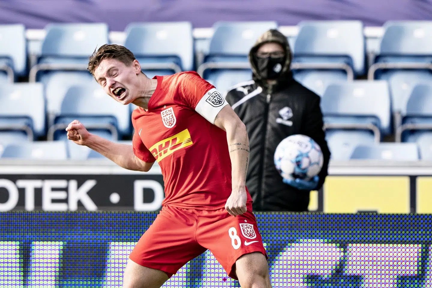 Magnus Kofod Andersen scorede søndagens ene mål for FCN, der fik 1-1 med fra Randers. Henning Bagger/Ritzau Scanpix