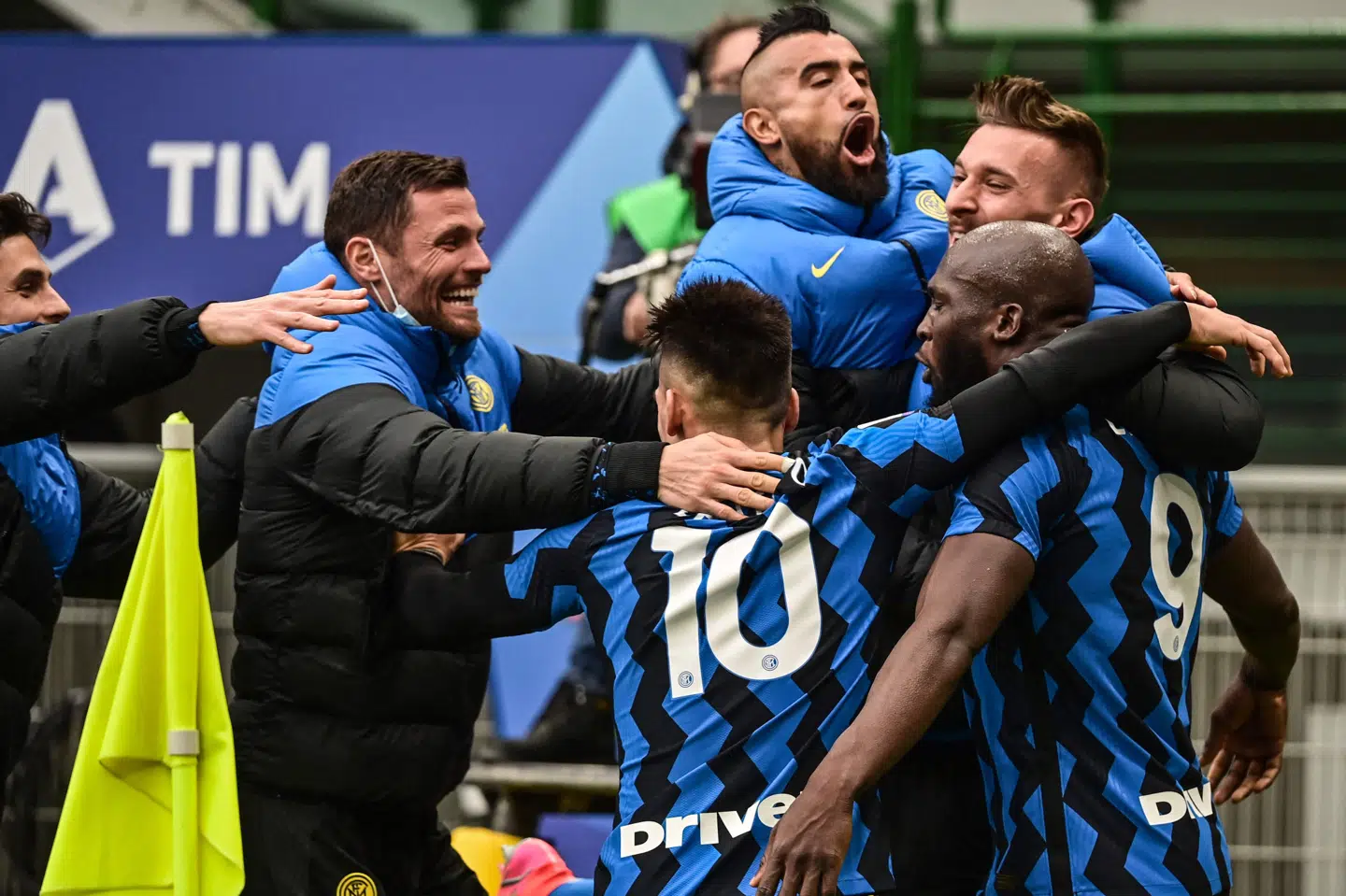 Romelu Lukaku (nummer 9) og Lautaro Martinez (10) blev afgørende i Inters sikre sejr. Miguel Medina/Ritzau Scanpix