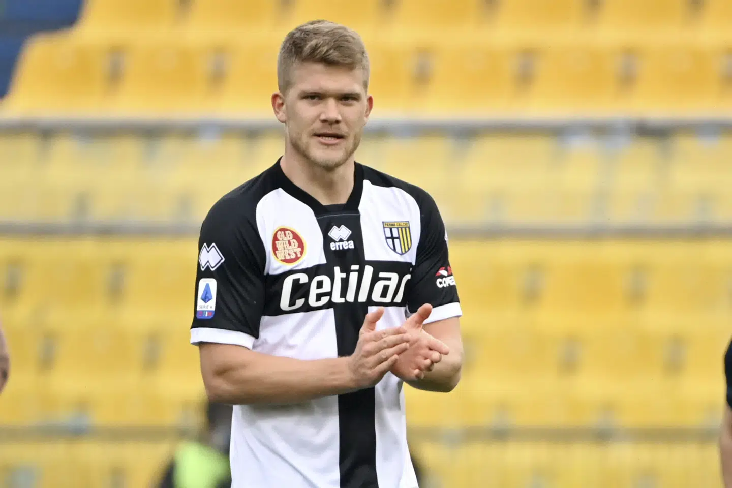 Andreas Cornelius fejrer søndagens scoring, der er hans første i Serie A i denne sæson. Massimo Paolone/Ritzau Scanpix