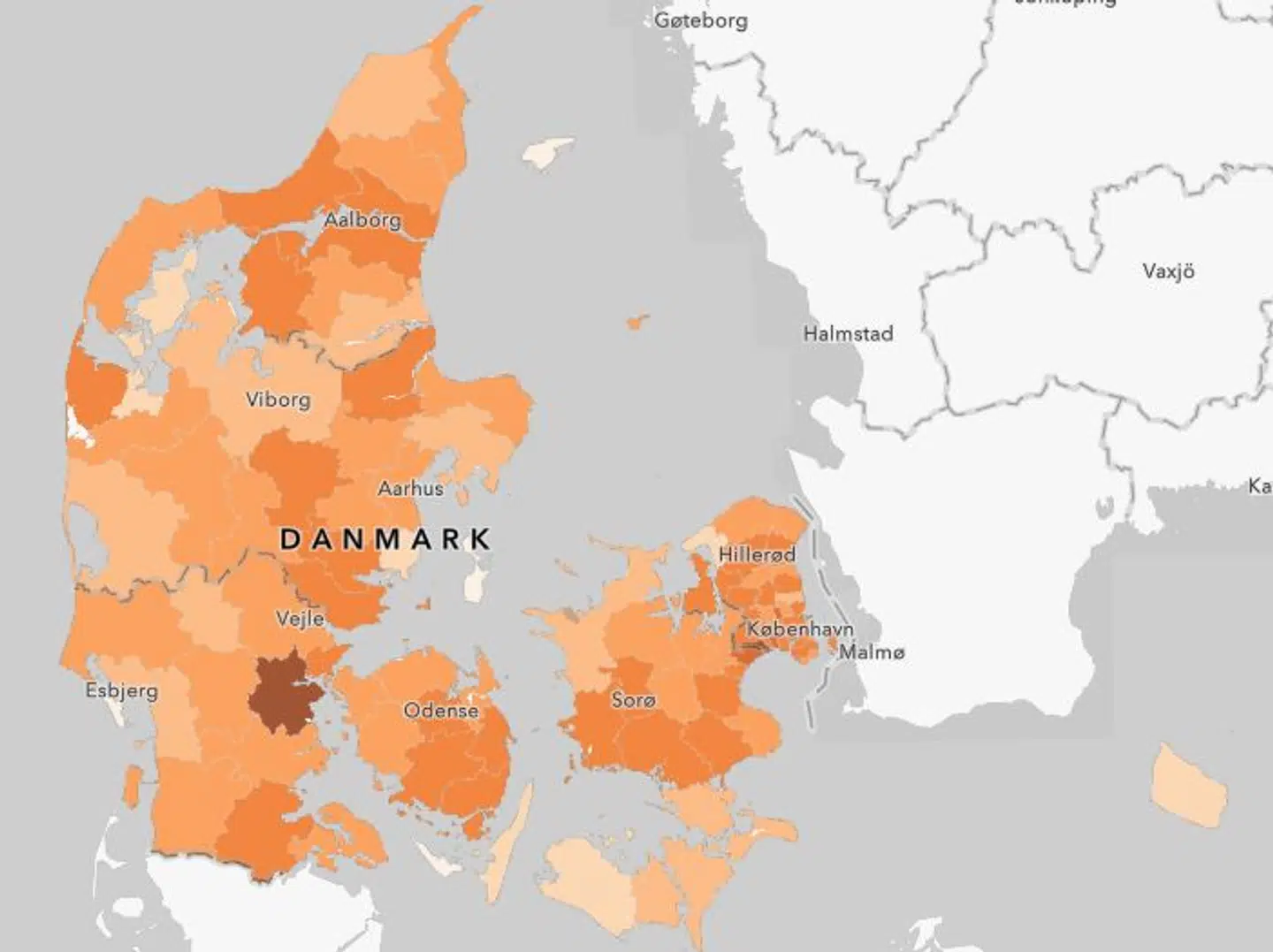 Kolding og Ishøj er lige nu de to kommuner, der har allerflest nye smittede per 100.000 indbyggere.