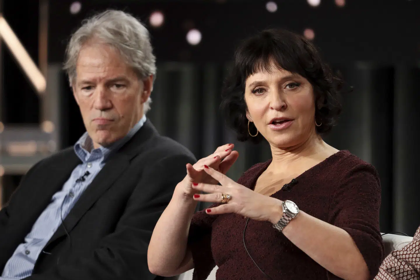 Danske Susanne Bier har instrueret HBO-serien The Undoing med Hugh Grant og Nicole Kidman i hovedrollerne. Her ses hun med seriens manuskriptforfatter og producer David E. Kelley, som også står bag HBO-successen Big Little Lies. (Arkivfoto) Willy Sanjuan/Ritzau Scanpix