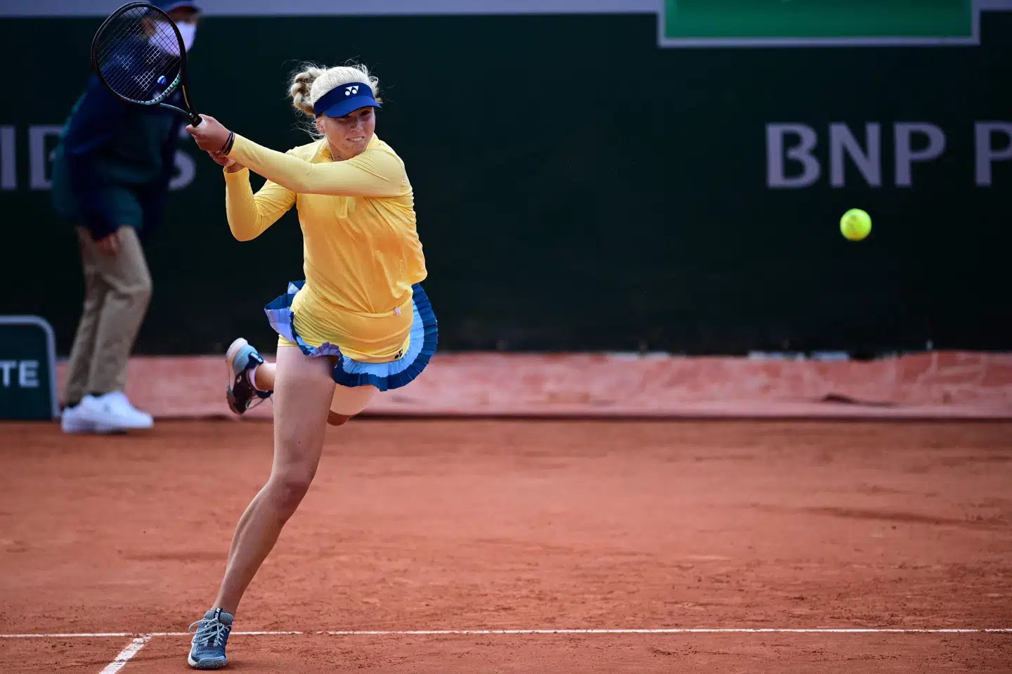 Clara Tauson - her under sidste års French Open - tabte i to sæt til Maryna Zanevska i Grenoble. (arkivfoto) Martin Bureau/Ritzau Scanpix