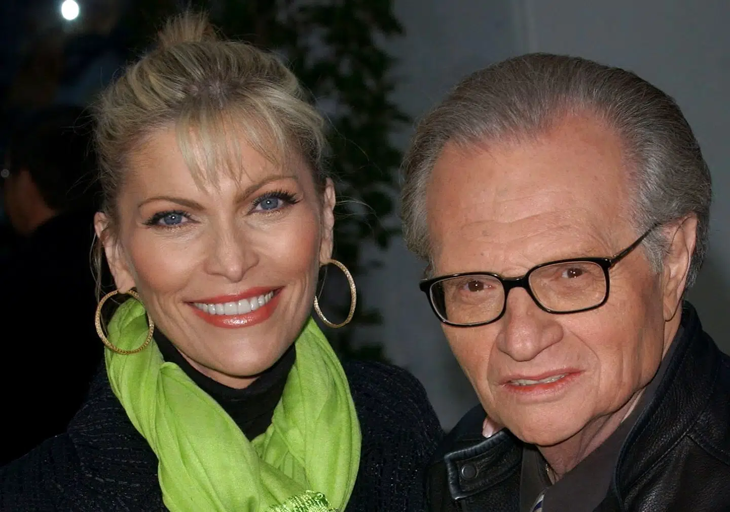 In this file photo taken on May 14, 2003, TV and radio interviewer Larry King and his wife Shawn Southwick arrive for the premiere of "Bruce Almighty" at Universal Citywalk in Los Angeles. - The iconic TV and radio interviewer Larry King died January 23, 2021, at the age of 87, his media company said. Ora Media did not state a cause of death but media reports said King had been battling Covid-19 for weeks and had suffered several health problems in recent years. (Photo by Chris DELMAS / AFP)