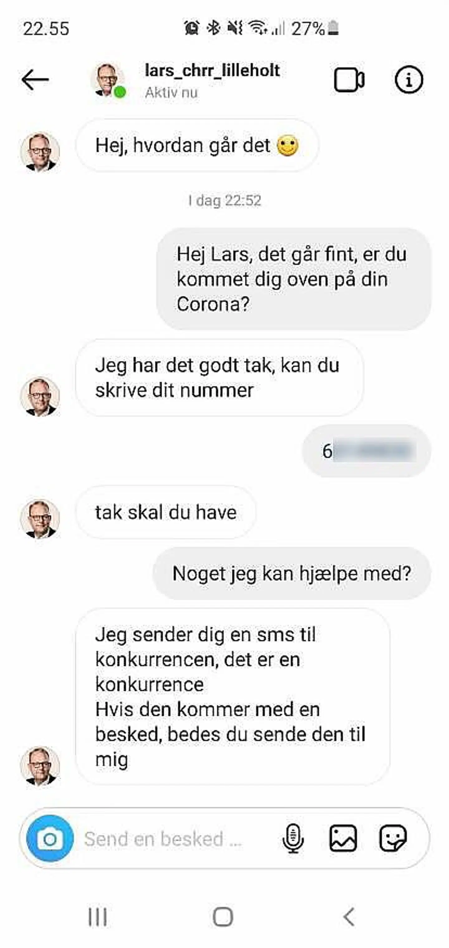 Lars Chr. Lilleholt er blevet kopieret på Instagram.
