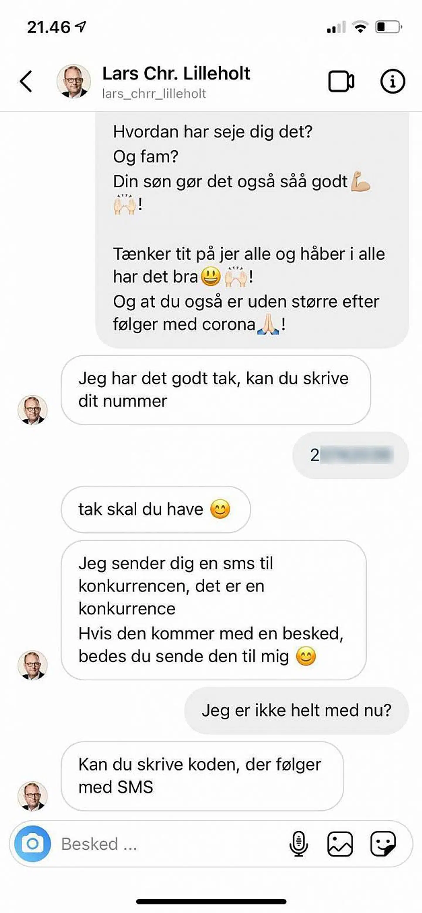 Lars Chr. Lilleholt er blevet kopieret på Instagram.