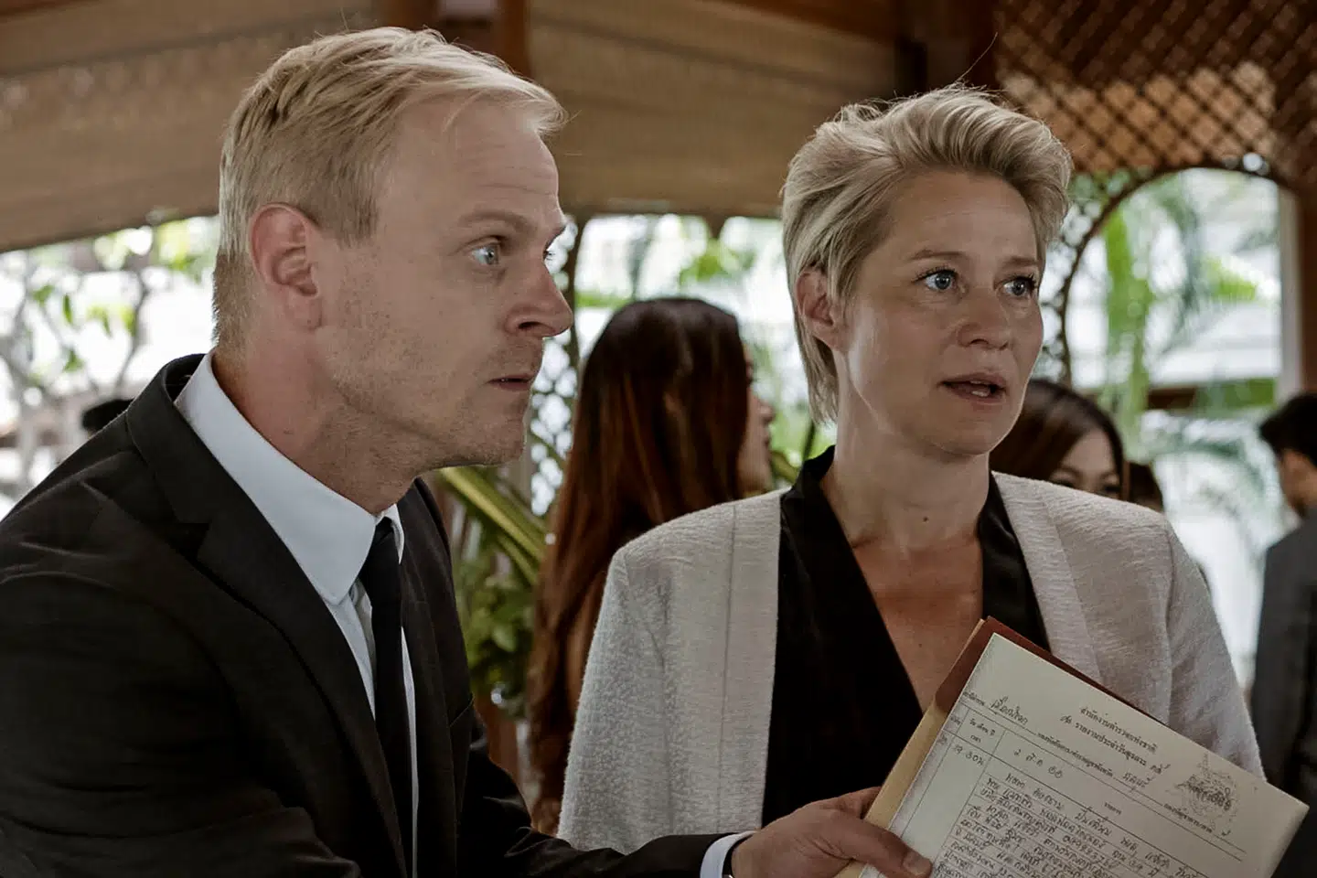 Trine Dyrholkm og Carsten Bjørnlund spillede søskende i 'Arvingerne'.