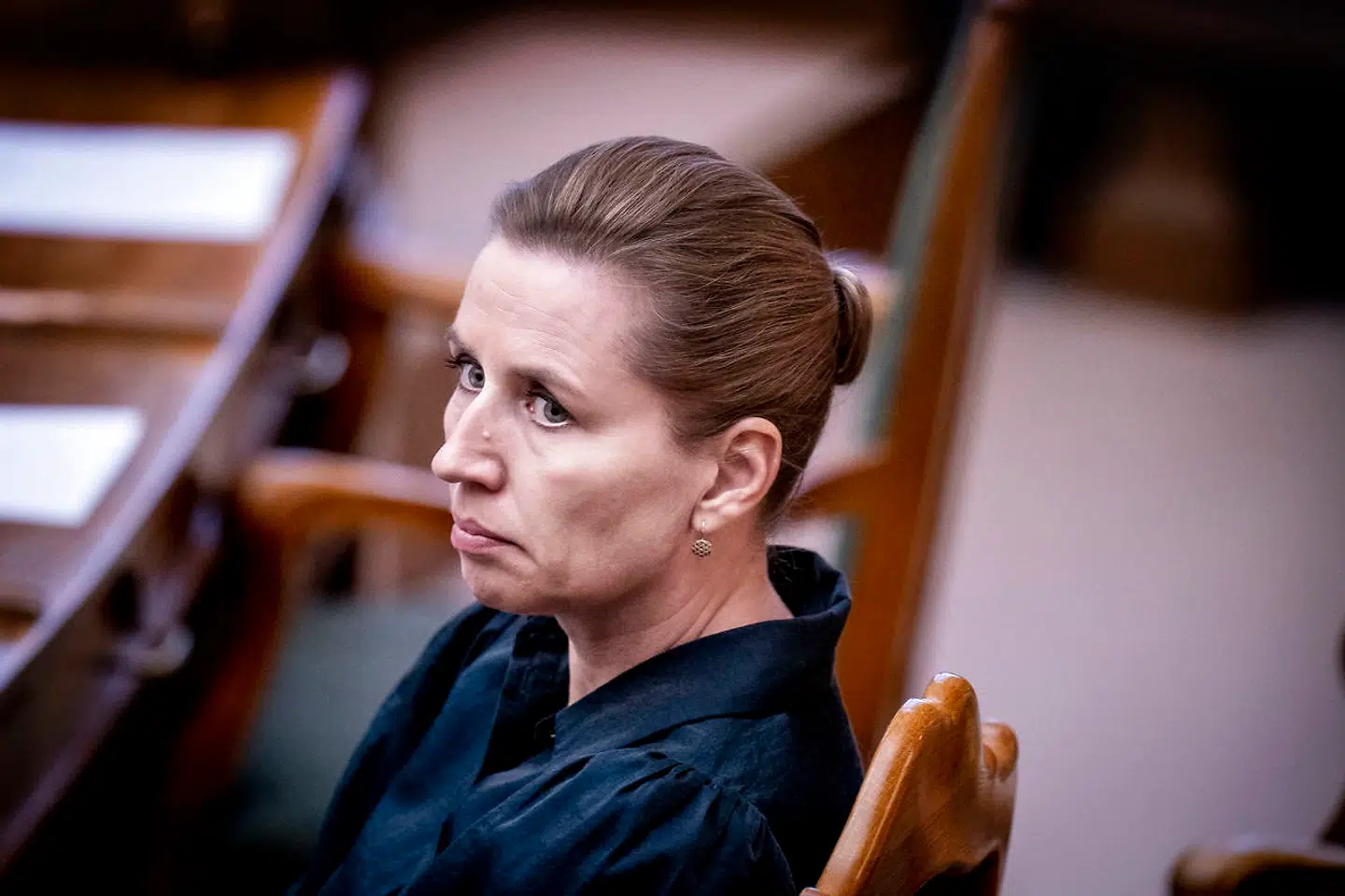 Statsminister Mette Frederiksen under møde i Folketingssalen, som indledes med en partilederdebat og epidemilov, på Christiansborg tirsdag den 19. januar 2021.. (Foto: Liselotte Sabroe/Ritzau Scanpix)