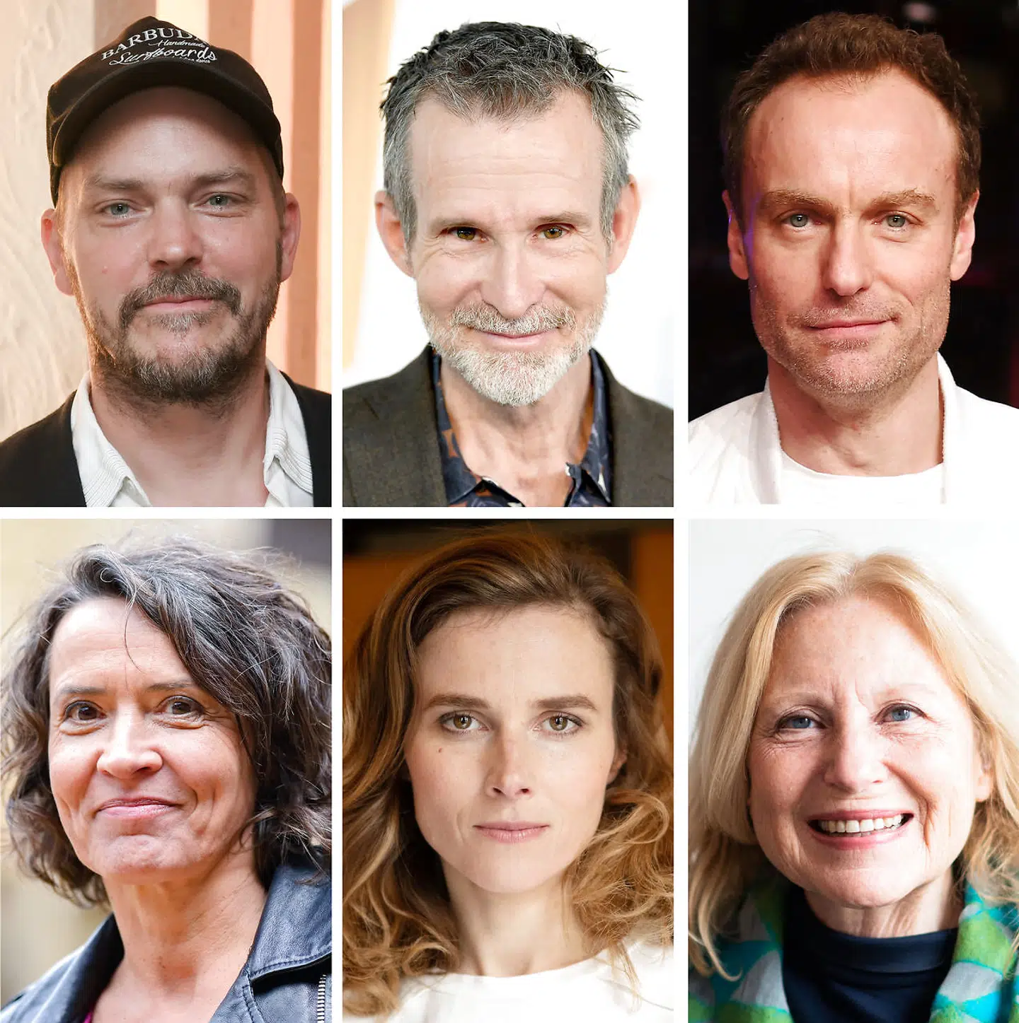 Øverst fra venstre: Godehard Giese, Ulrich Matthes og Mark Waschke. Nederst fra venstre Ulrike Folkerts, Karin Hanczewski og Maren Kroymann. Alle på forsiden af magasinet-