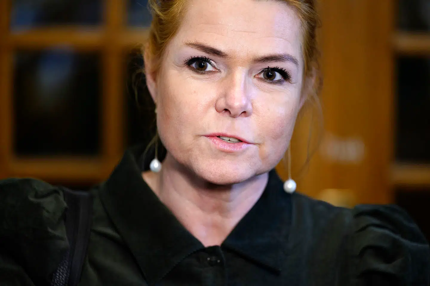 Inger Støjberg (V) taler med pressen efter Folketinget har drøftet rigsretstiltale mod hende i Folketingssalen på Christiansborg i København torsdag den 28. januar 2021.. (Foto: Philip Davali/Ritzau Scanpix)