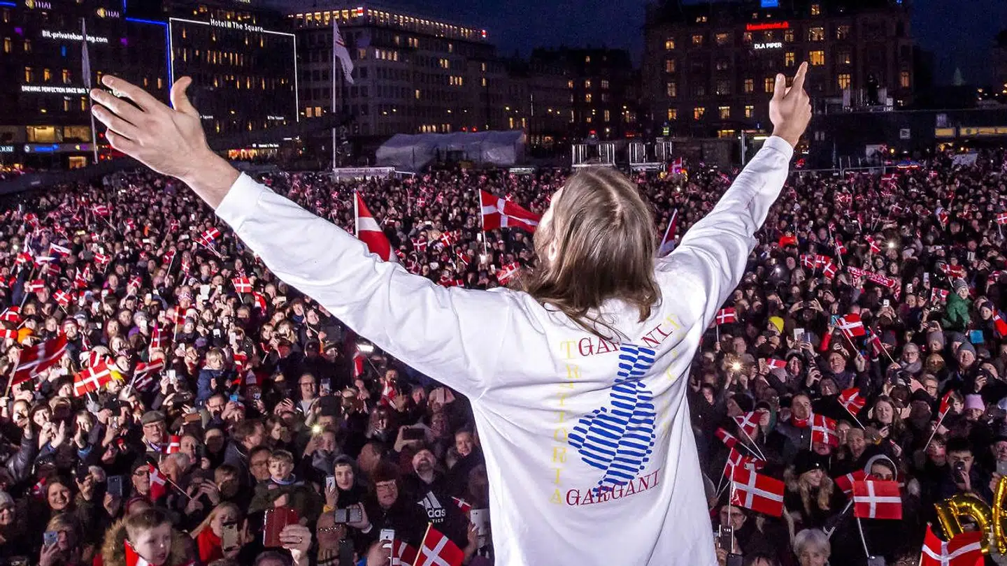Sådan så det ud i 2019, men landsholdet bliver ikke fejret på samme måde, når de mandag vender hjem efter VM-triumfen.