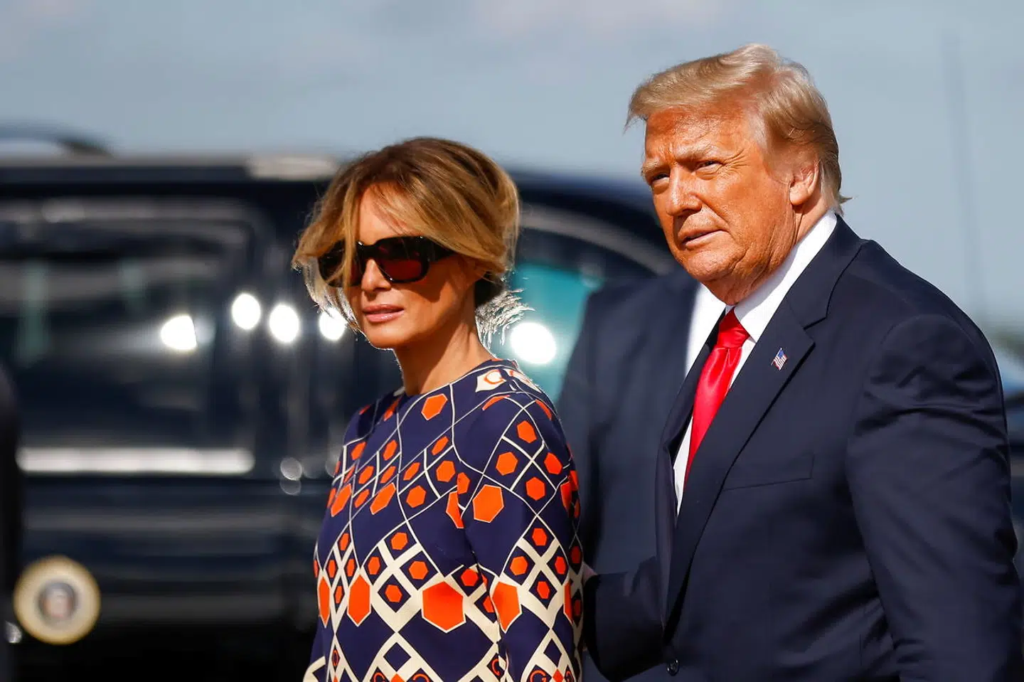 Melania og Donald Trump fotograferet, da de 20. januar ankom til Florida.