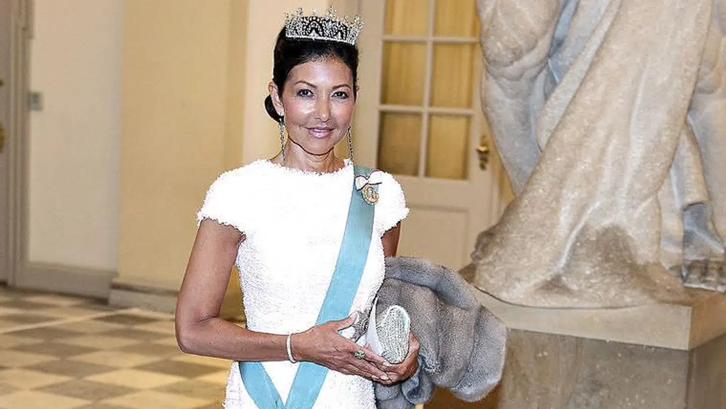 Grevinde Alexandra ved gallataffel på Christiansborg Slot i anledning af Kronprinsens 50-års fødselsdag i 2018.