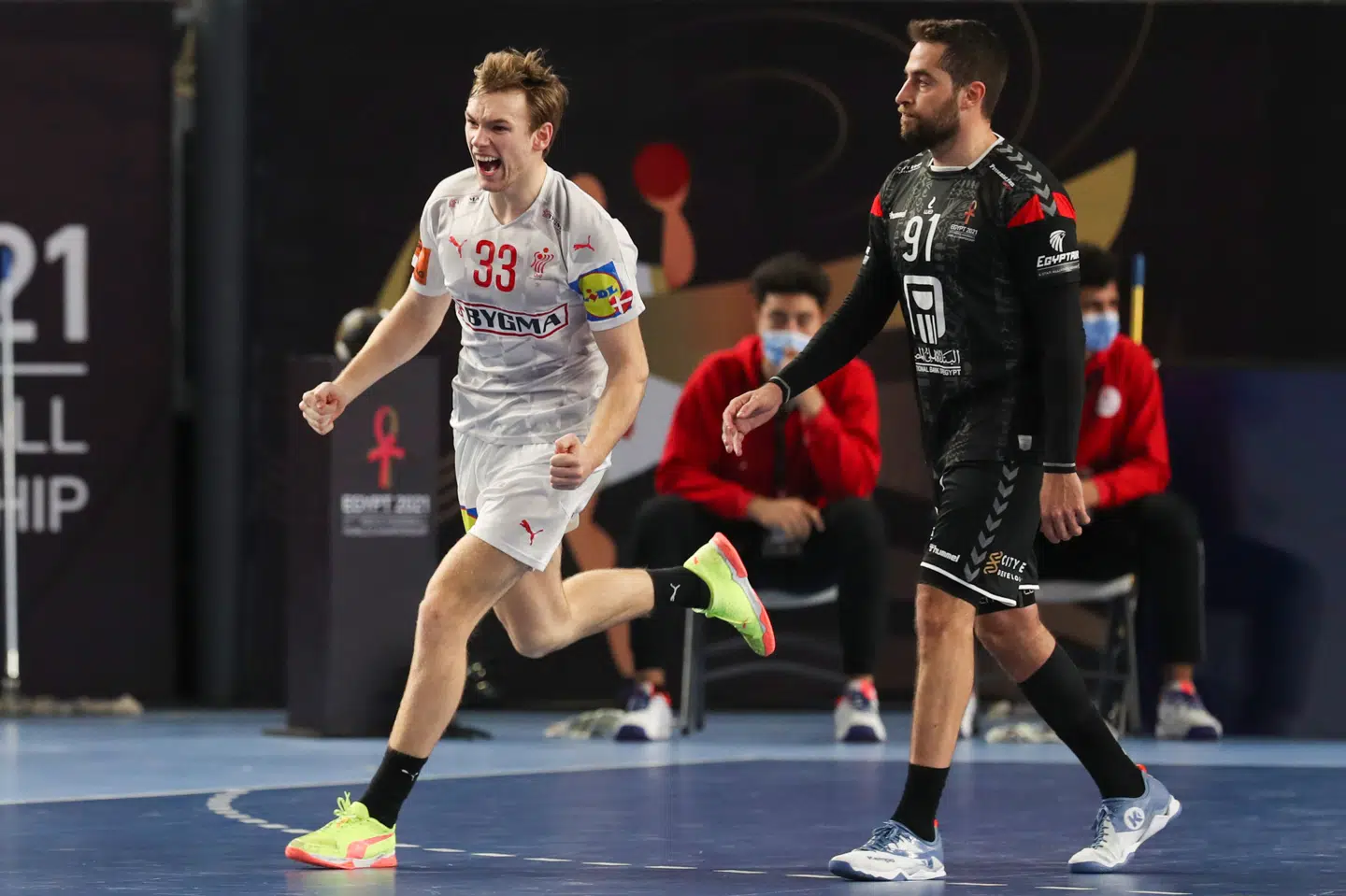 Mathias Gidsel blev noteret for seks scoringer mod Egypten, heraf tre i den forlængede spilletid. Mohamed Abd El Ghany/Ritzau Scanpix