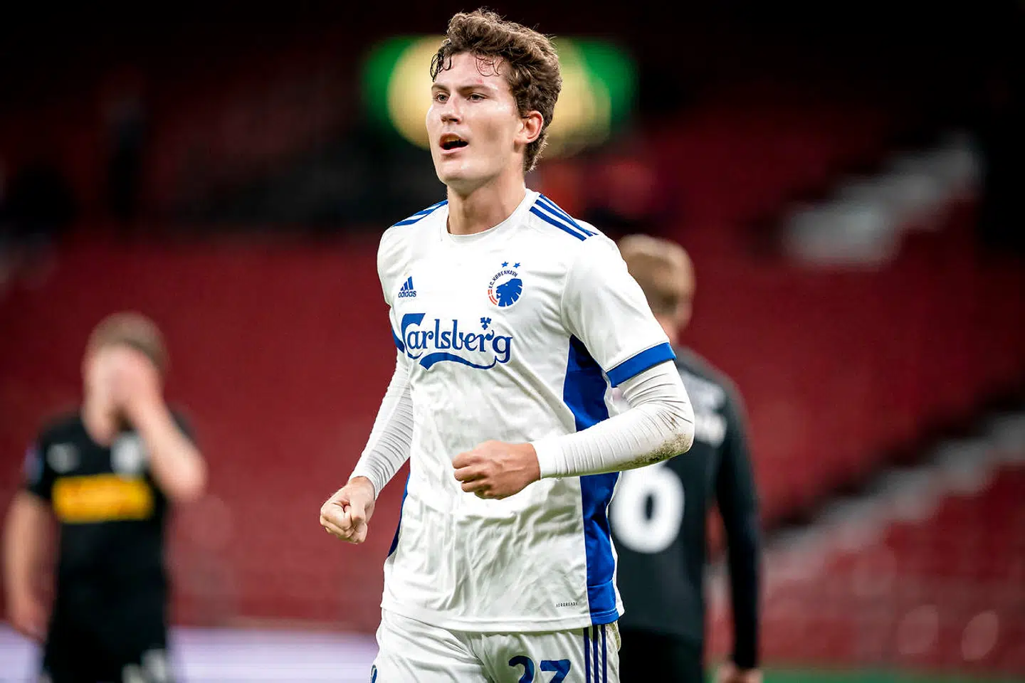 FC Københavns Jonas Wind jubler efter scoring i Superliga-kampen mellem FC København og FC Nordsjælland i Parken i København 4. oktober 2020. (Foto: Mads Claus Rasmussen/Ritzau Scanpix)