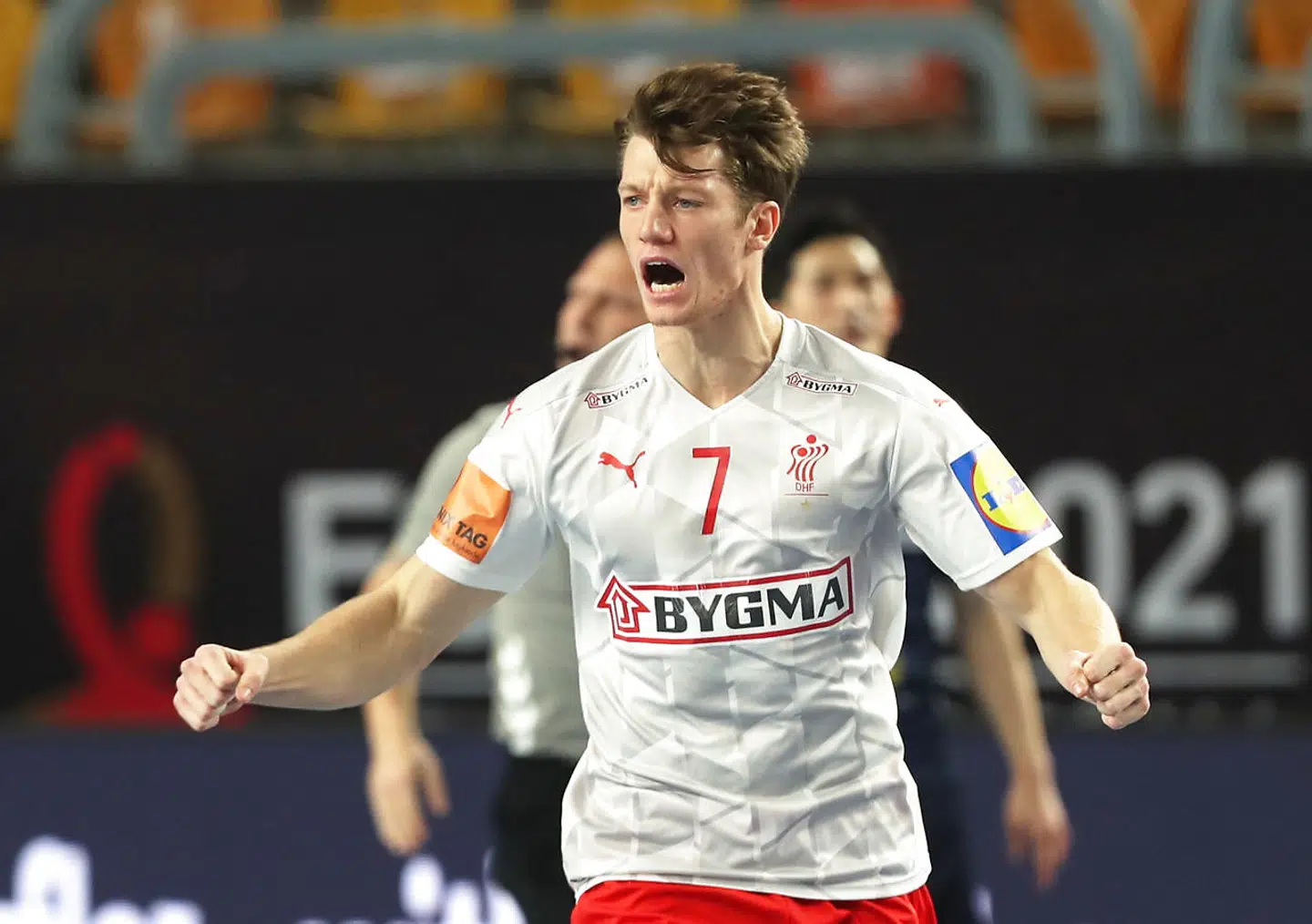 Handball - 2021 IHF Handball World Championship - Main Round Group 2 - Japan v Denmark - Cairo Stadium Hall 1, Cairo, Egypt - January 23, 2021 Denmark's Emil M. Jakobsen reacts Pool via REUTERS/Mohamed Abd El Ghany