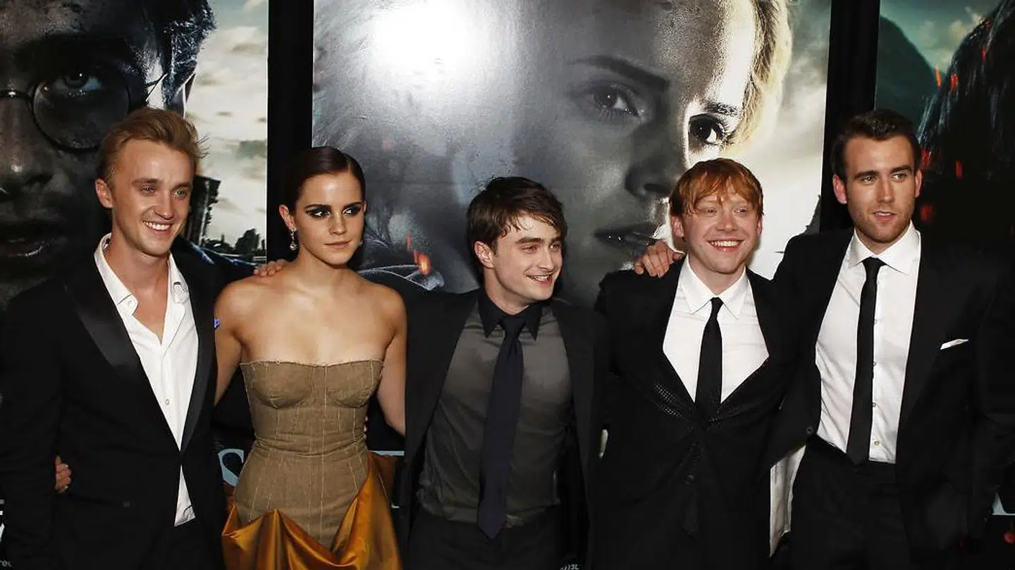 'Harry Potter'-holdet i 2011. Fra venstre : Tom Felton, Emma Watson, Daniel Radcliffe, Rupert Grint og Matthew Lewis.